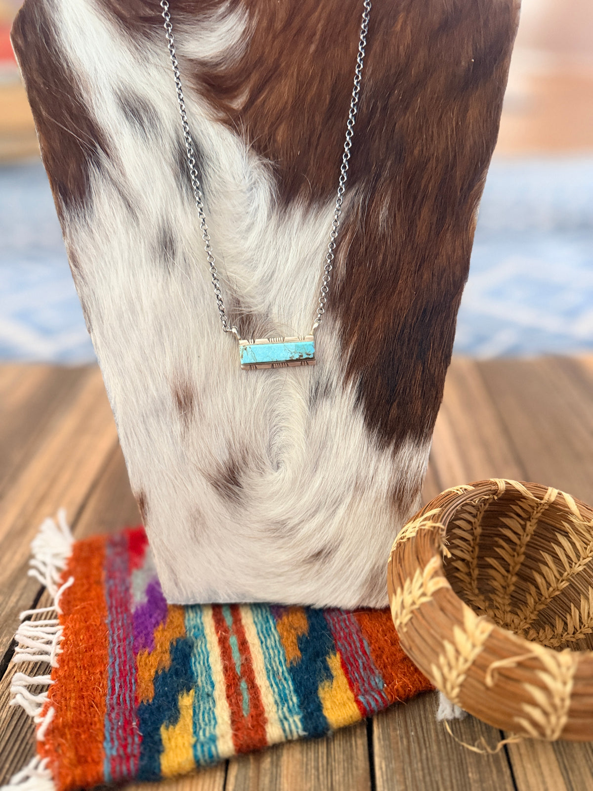 Handcrafted Turquoise & Sterling Silver Bar Necklace