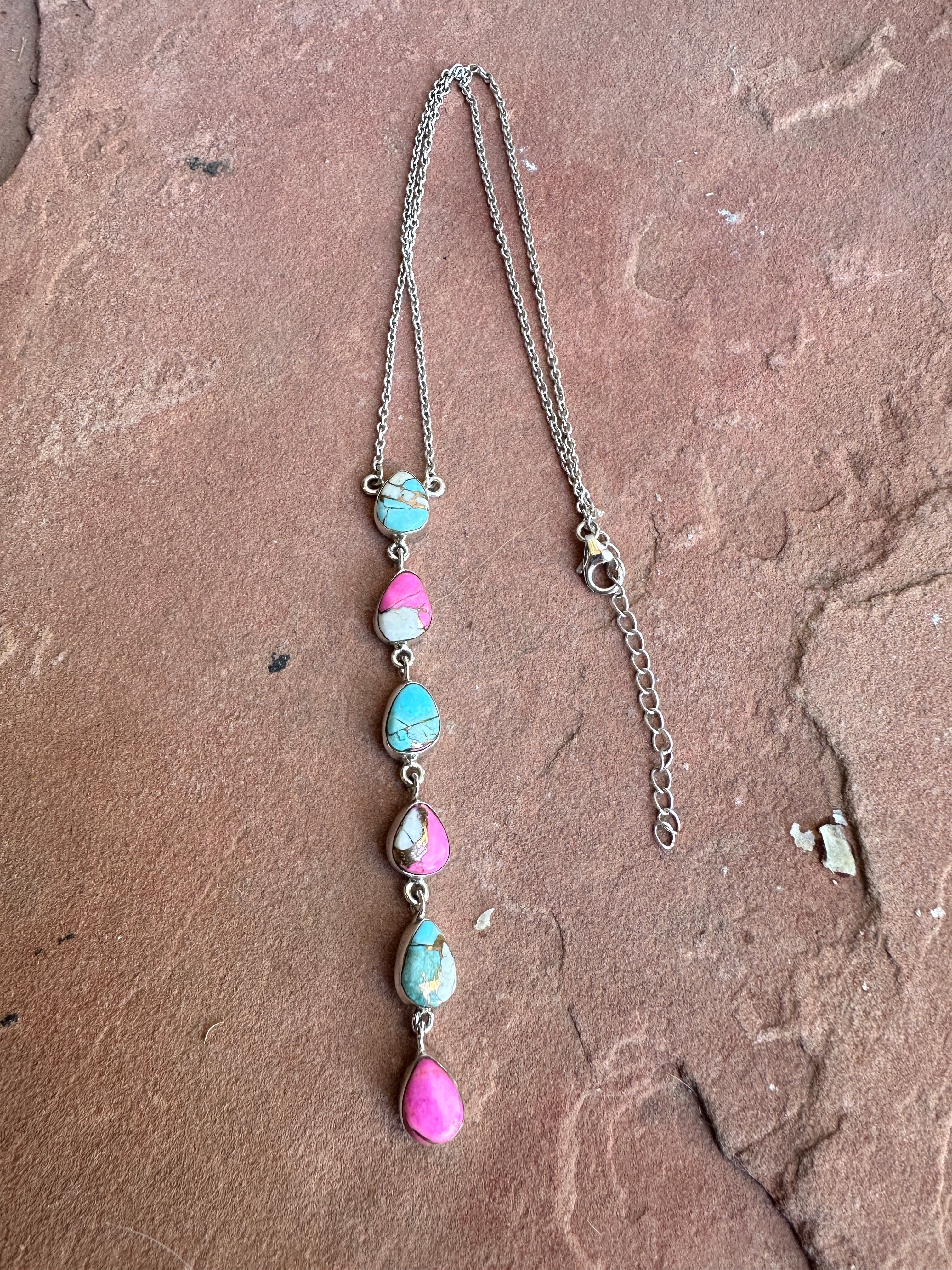 Handmade Cotton Candy Sterling Silver Drop Necklace