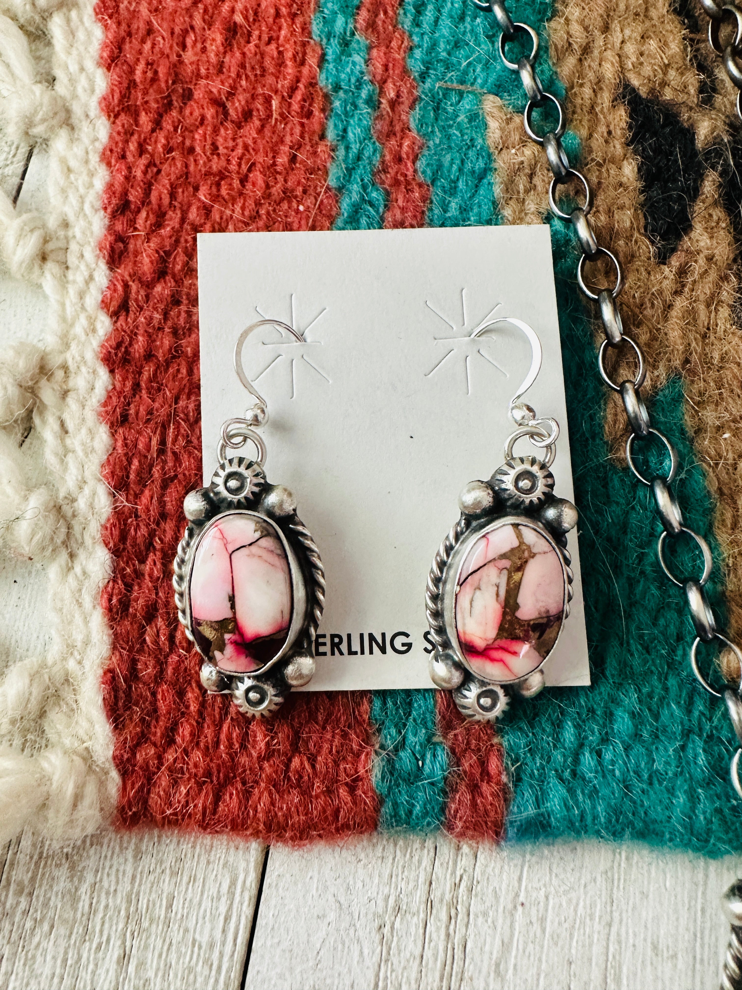 Handcrafted Rose Dahlia & Sterling Silver Necklace and Earring Set