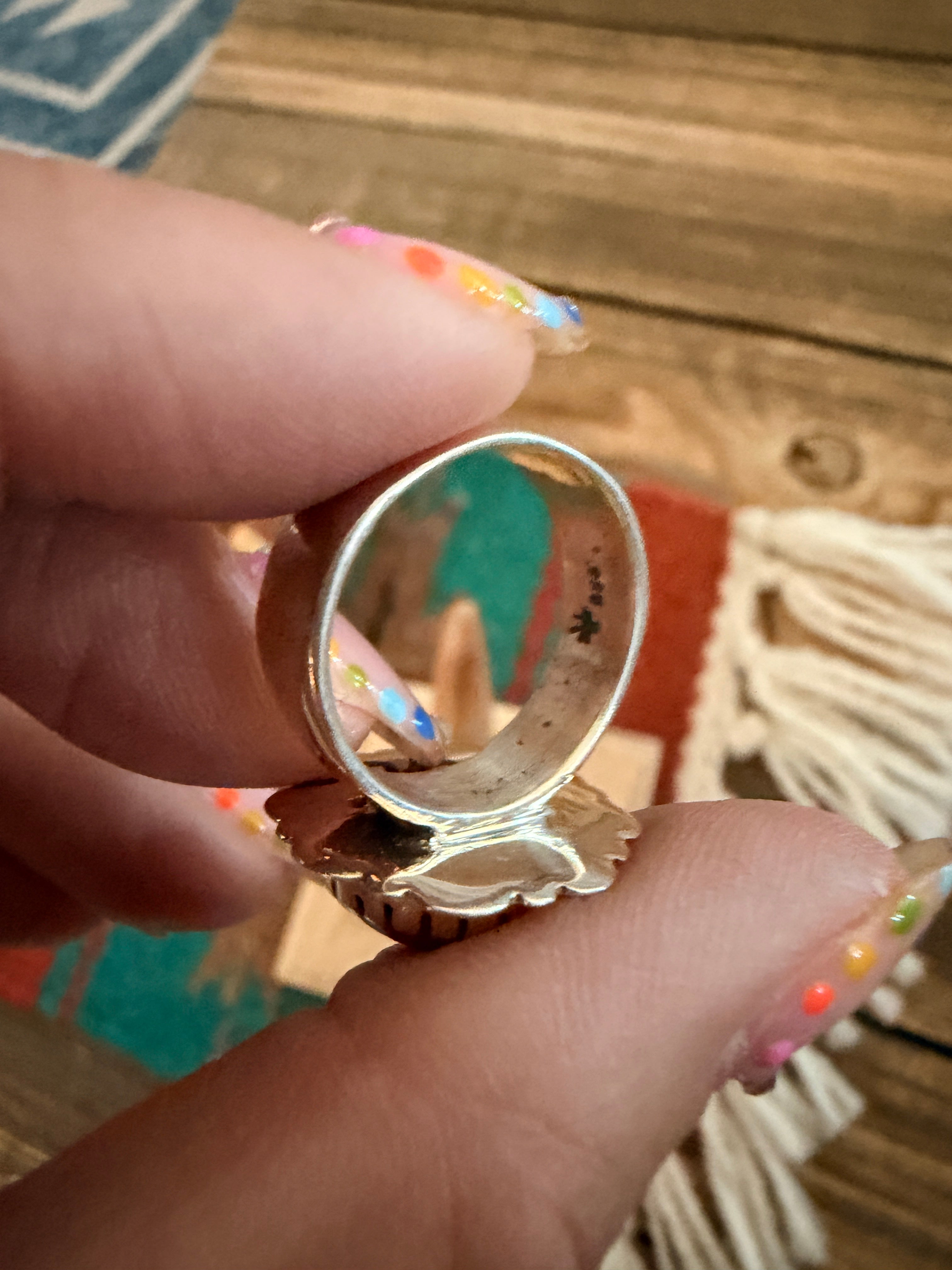 Handcrafted Pink Mojave & Sterling Silver Ring Size 6