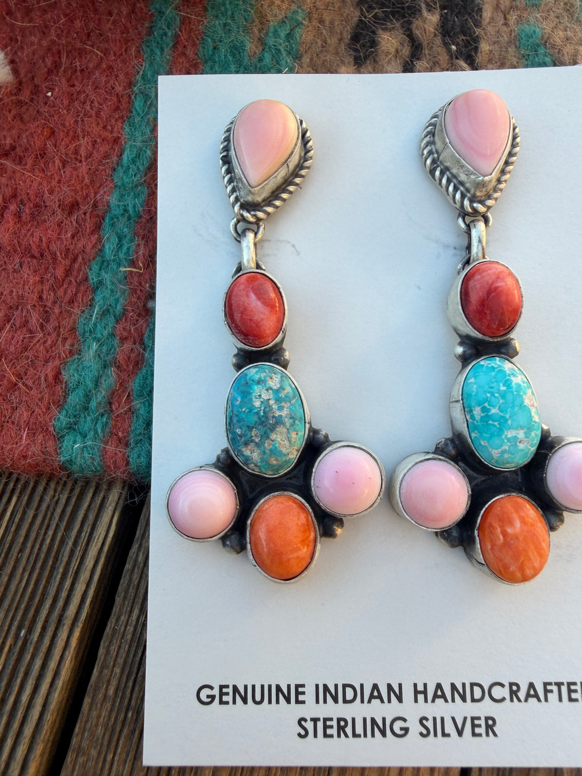 Handcrafted Multi Stone & Sterling Silver Dangle Earrings