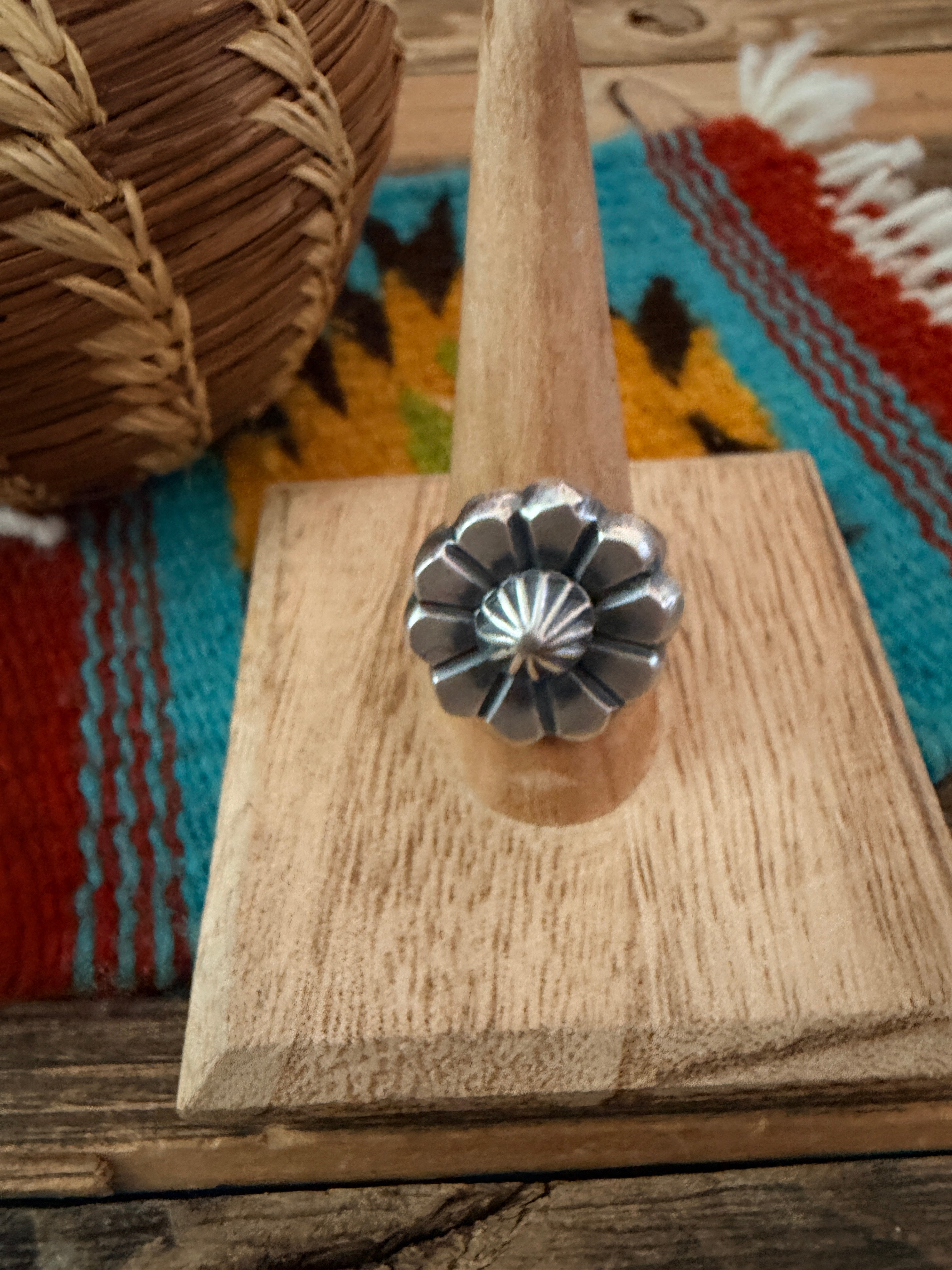 Handcrafted Sterling Silver Flower Ring size 8 by Chimney Butte