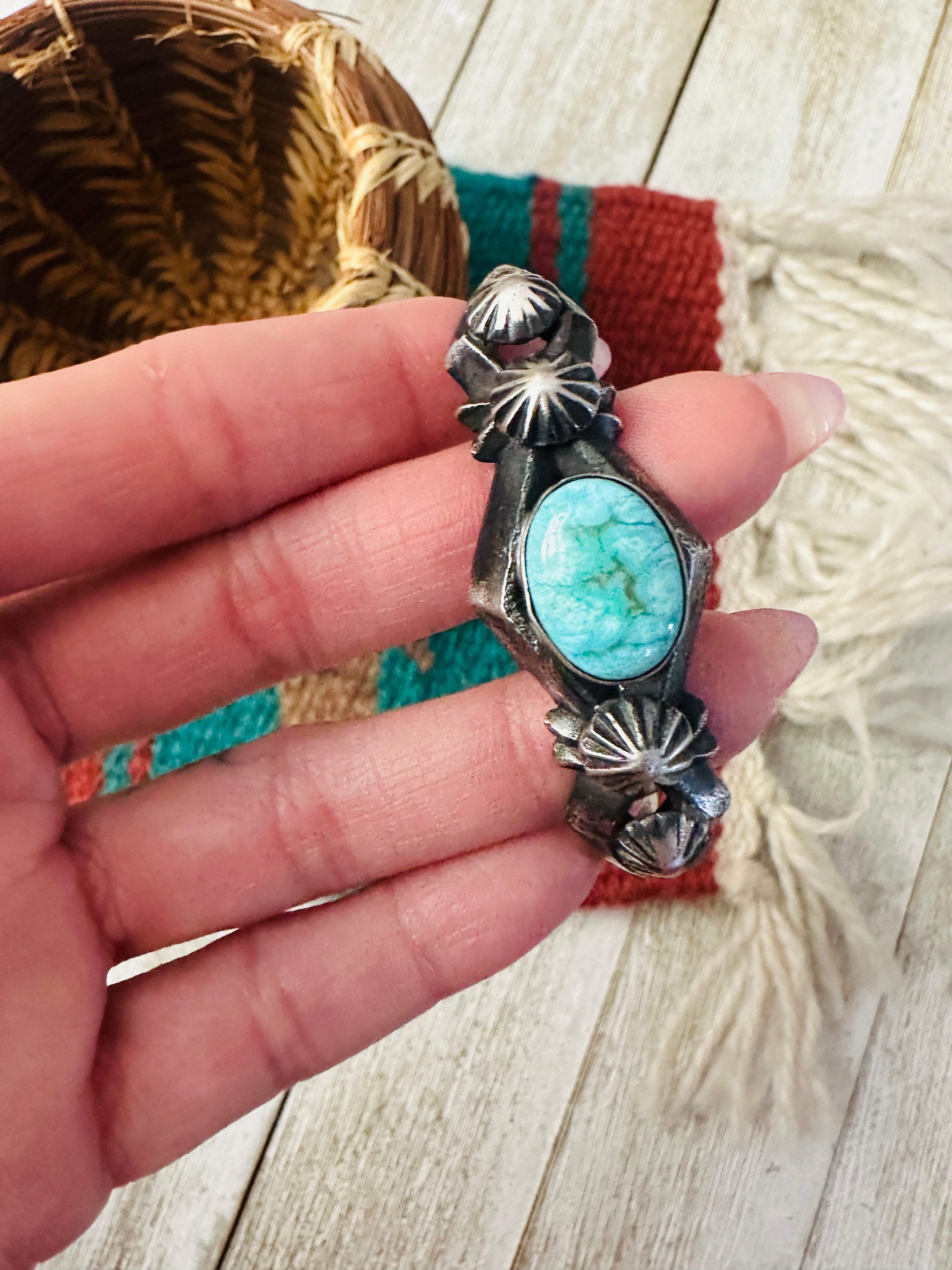 Handcrafted Turquoise & Sterling Silver Cuff Bracelet by Chimney Butte