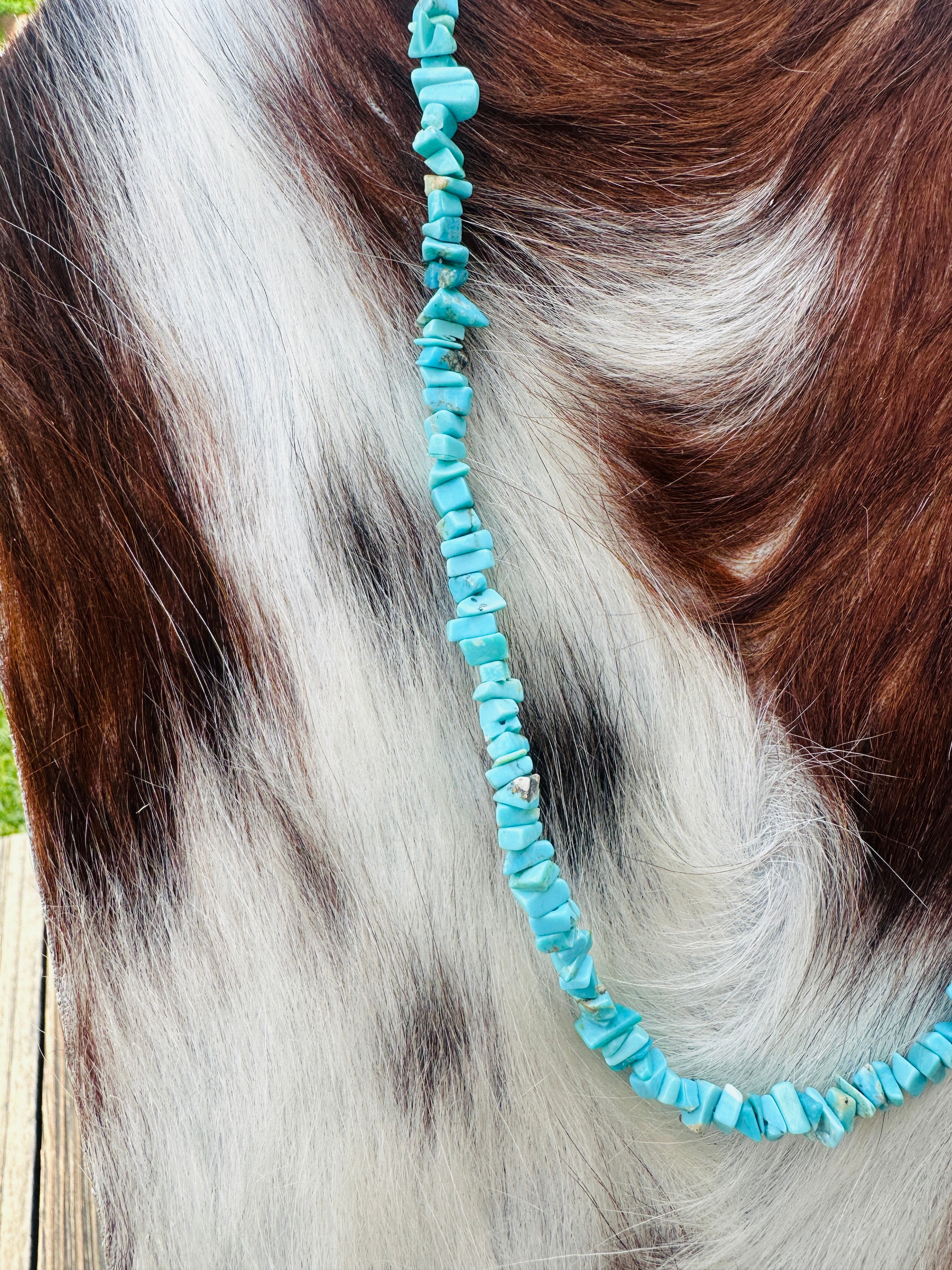 Handcrafted Turquoise & Sterling Silver Beaded 16” Necklace