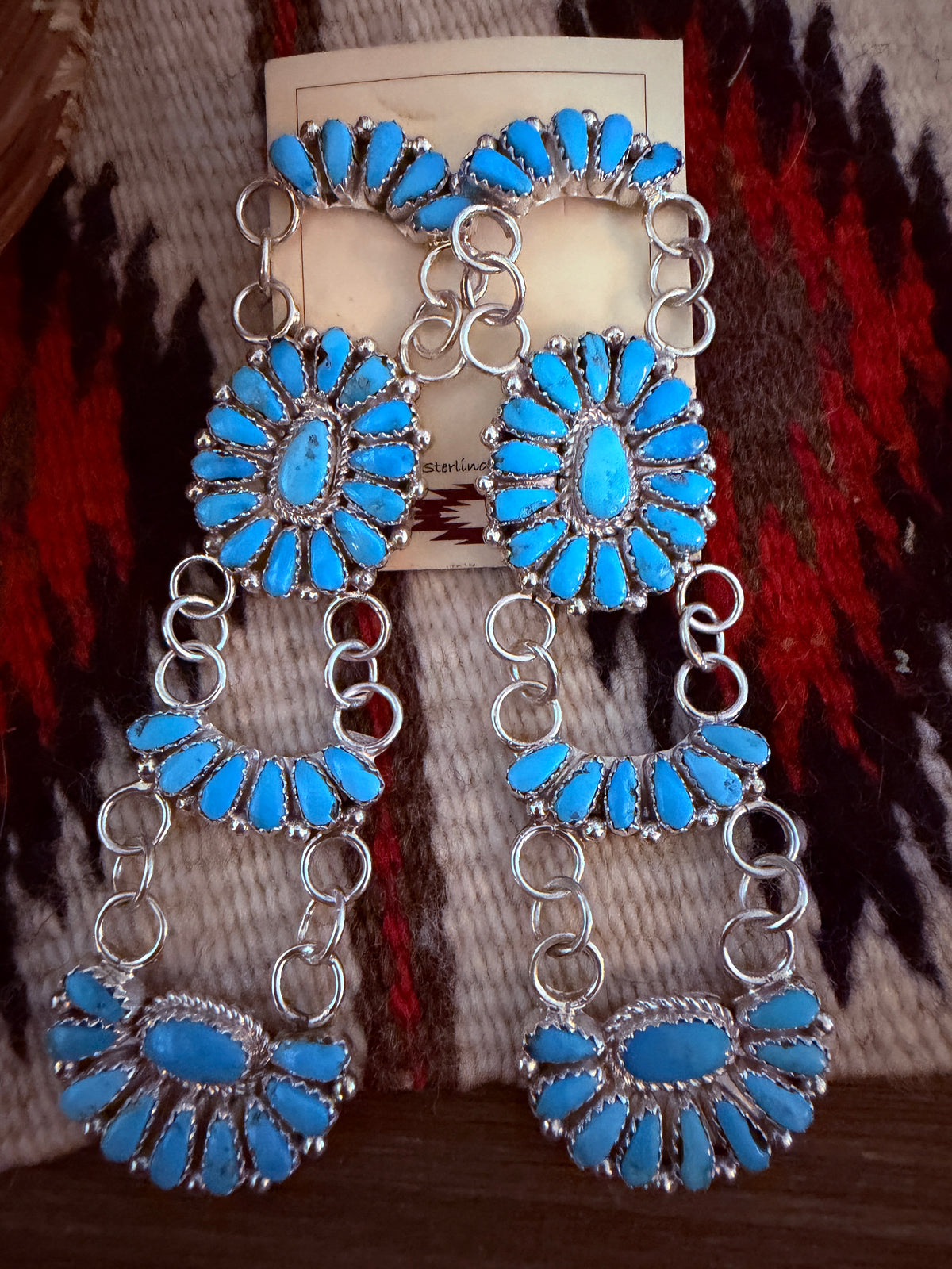 Handcrafted Sleeping Beauty Turquoise & Sterling Silver Cluster Dangle Earrings by Juliana Williams