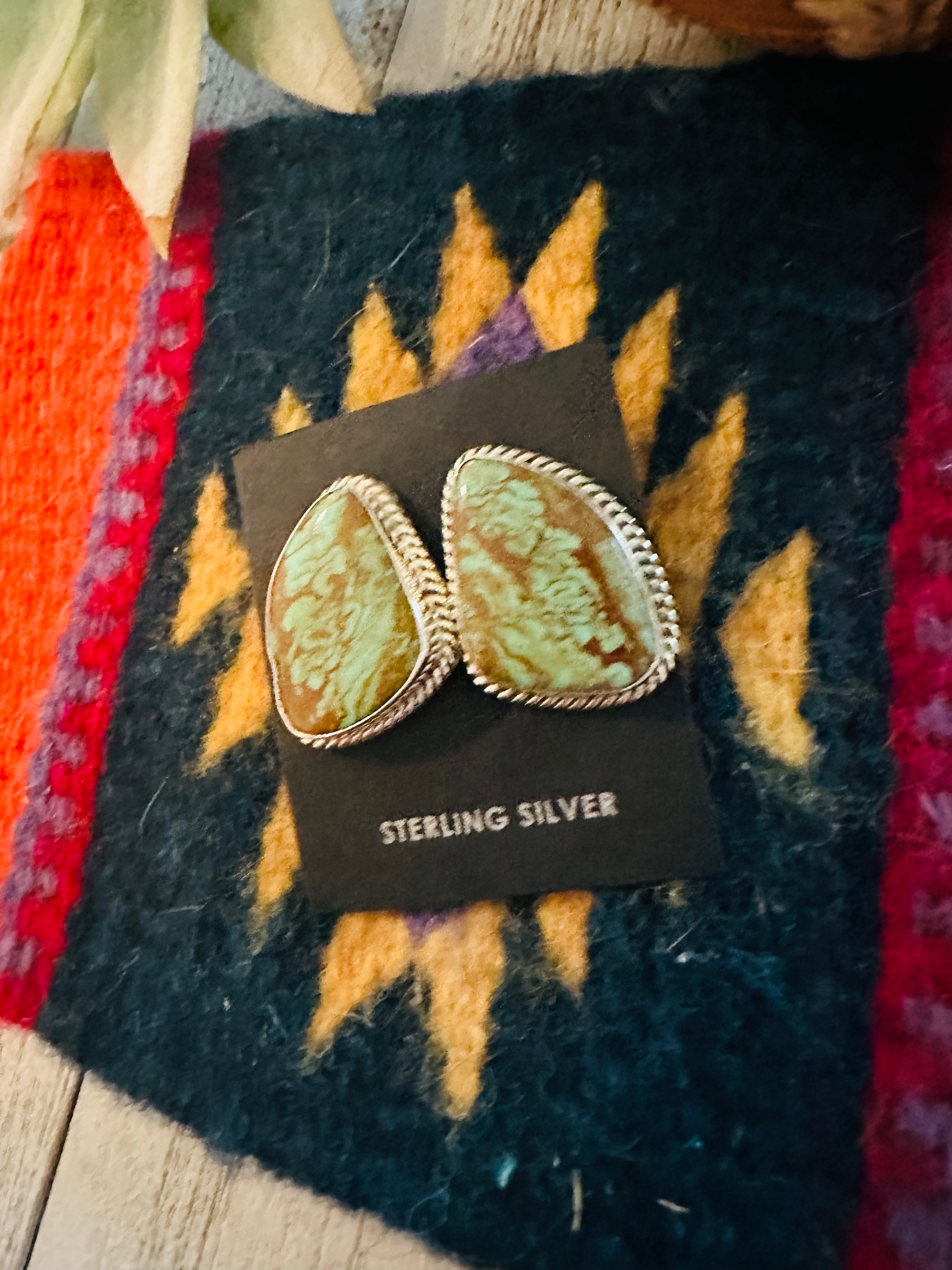 Navajo Variscite and Sterling Silver Post Earrings