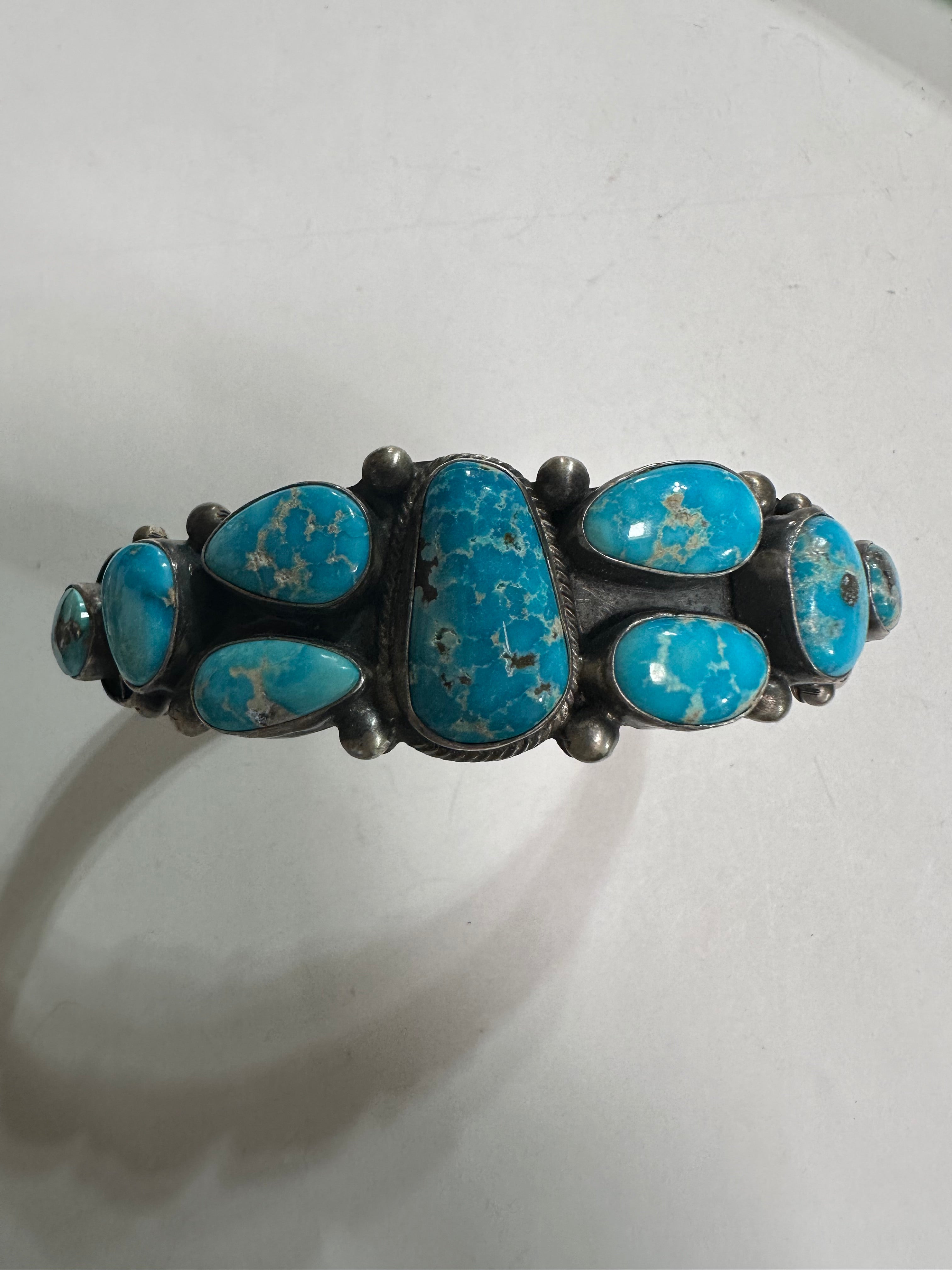 Beautiful Kathleen Livingston Navajo Sterling Turquoise Bracelet Cuff Signed