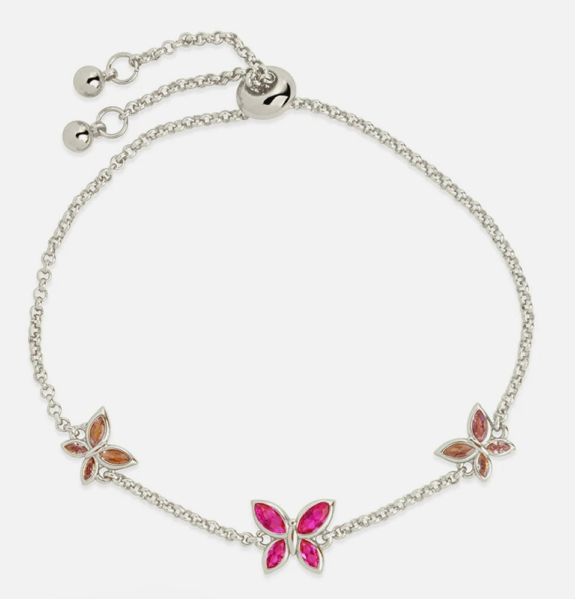 Caria CZ Butterfly Brass Bolo Bracelet