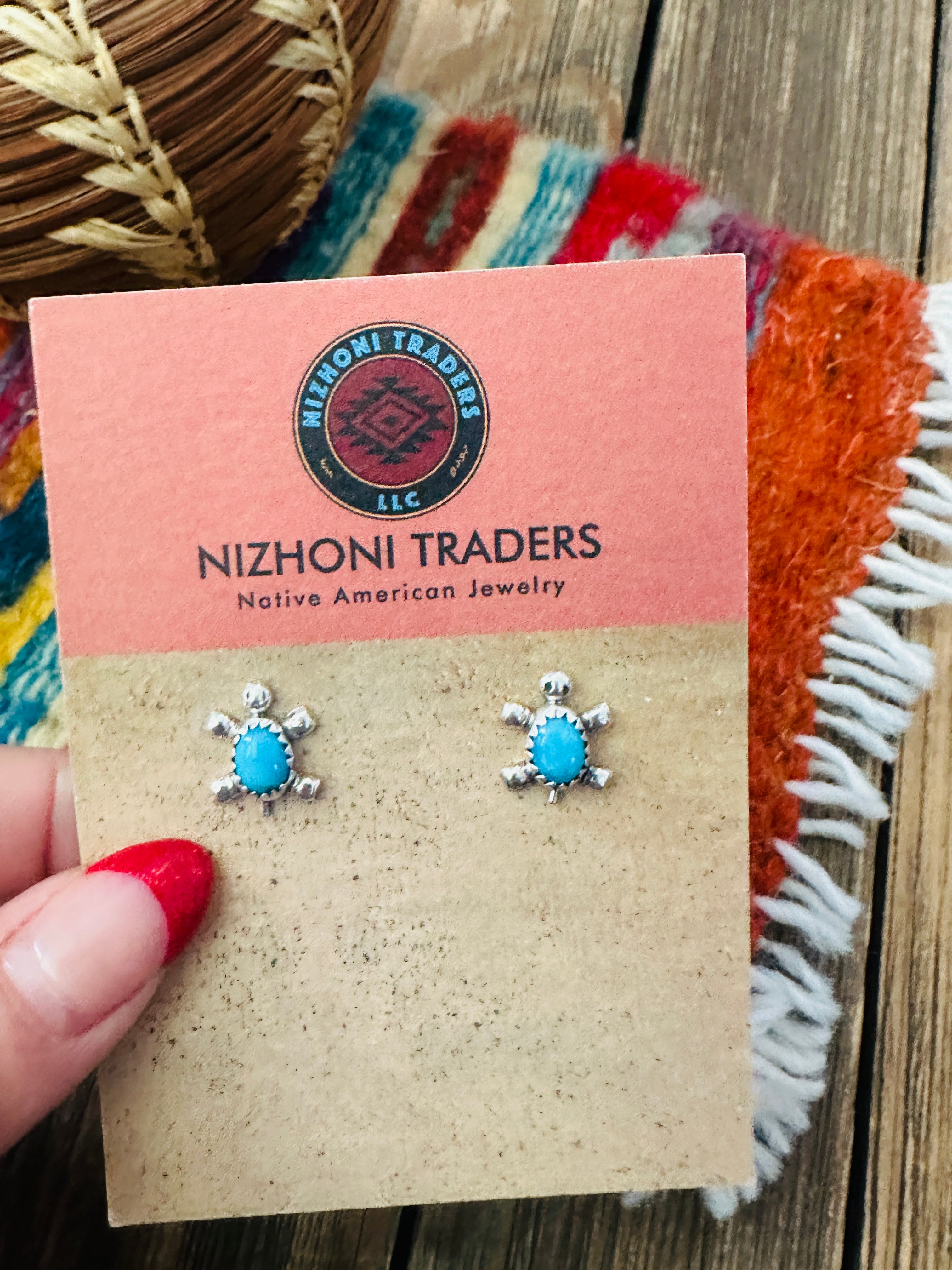 Handcrafted Turquoise & Sterling Silver Turtle Stud Earrings