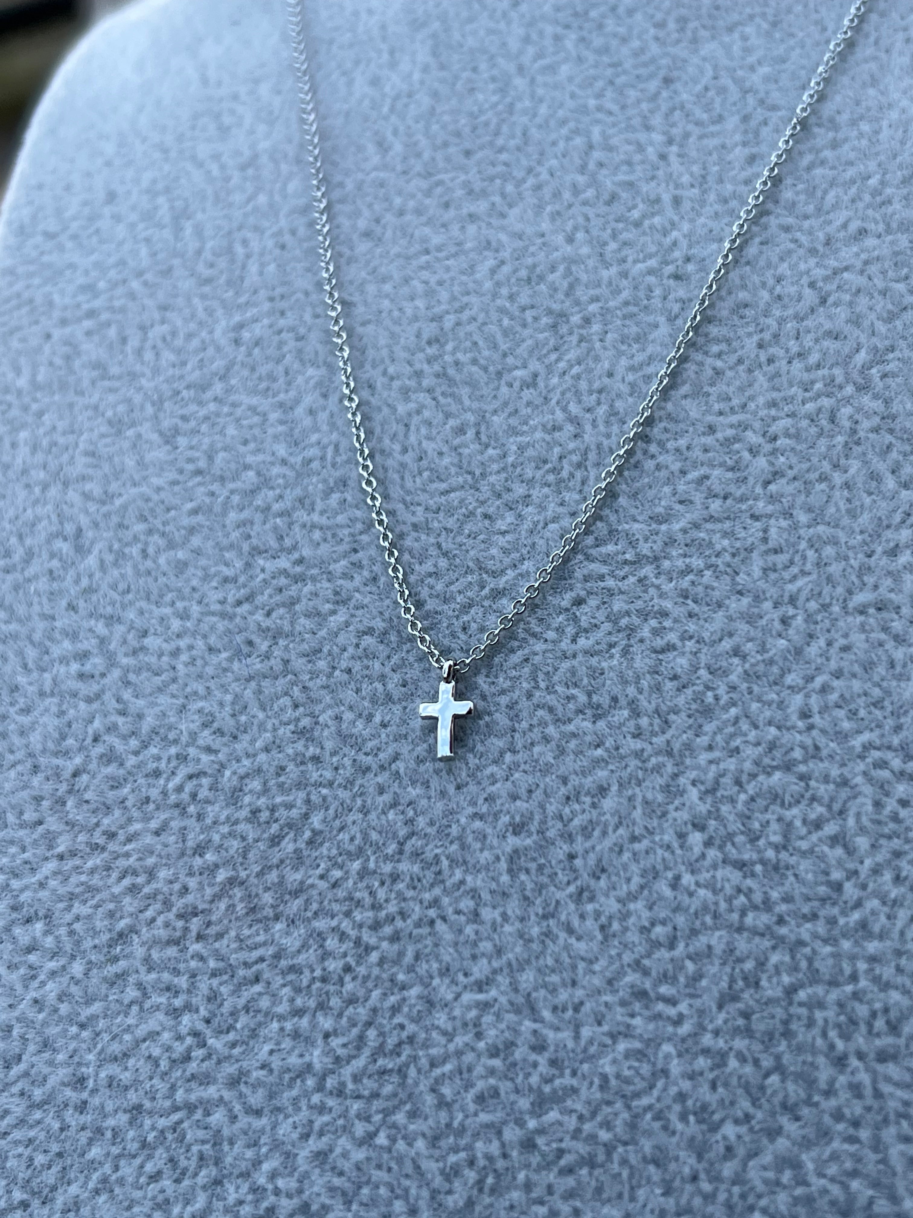 Teeny Tiny Silver Cross Pendant Chain Necklace