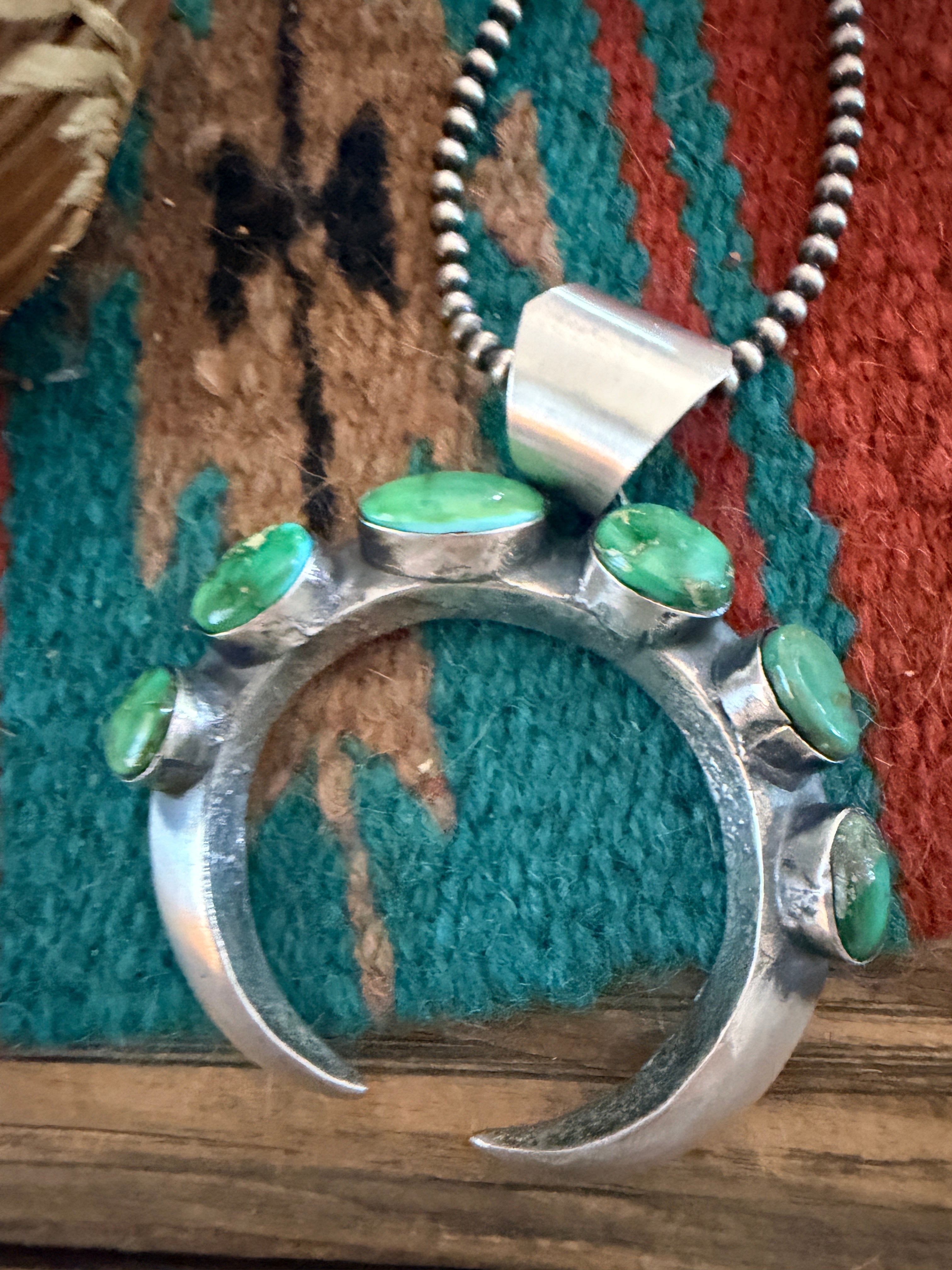 Handcrafted Sterling Silver & Sonoran Mountain Turquoise Naja Pendant by Chimney Butte