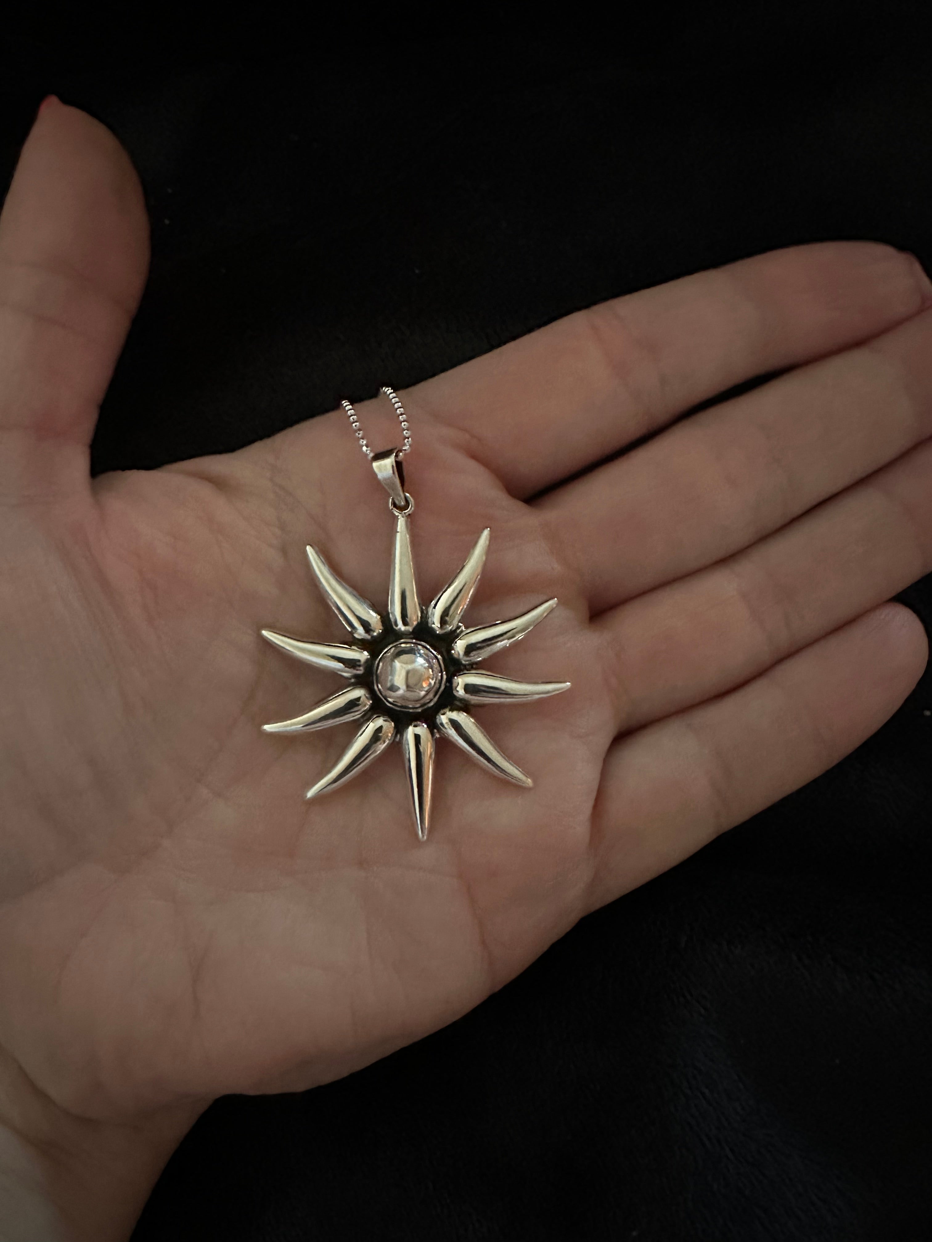 Petite Silver Sunburst Pendant