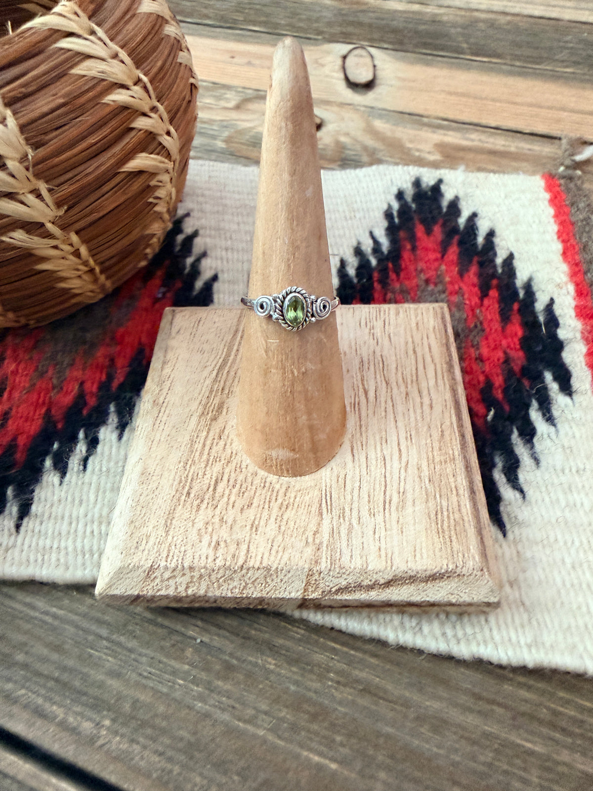 Handmade Sterling Silver & Peridot Adjustable Ring