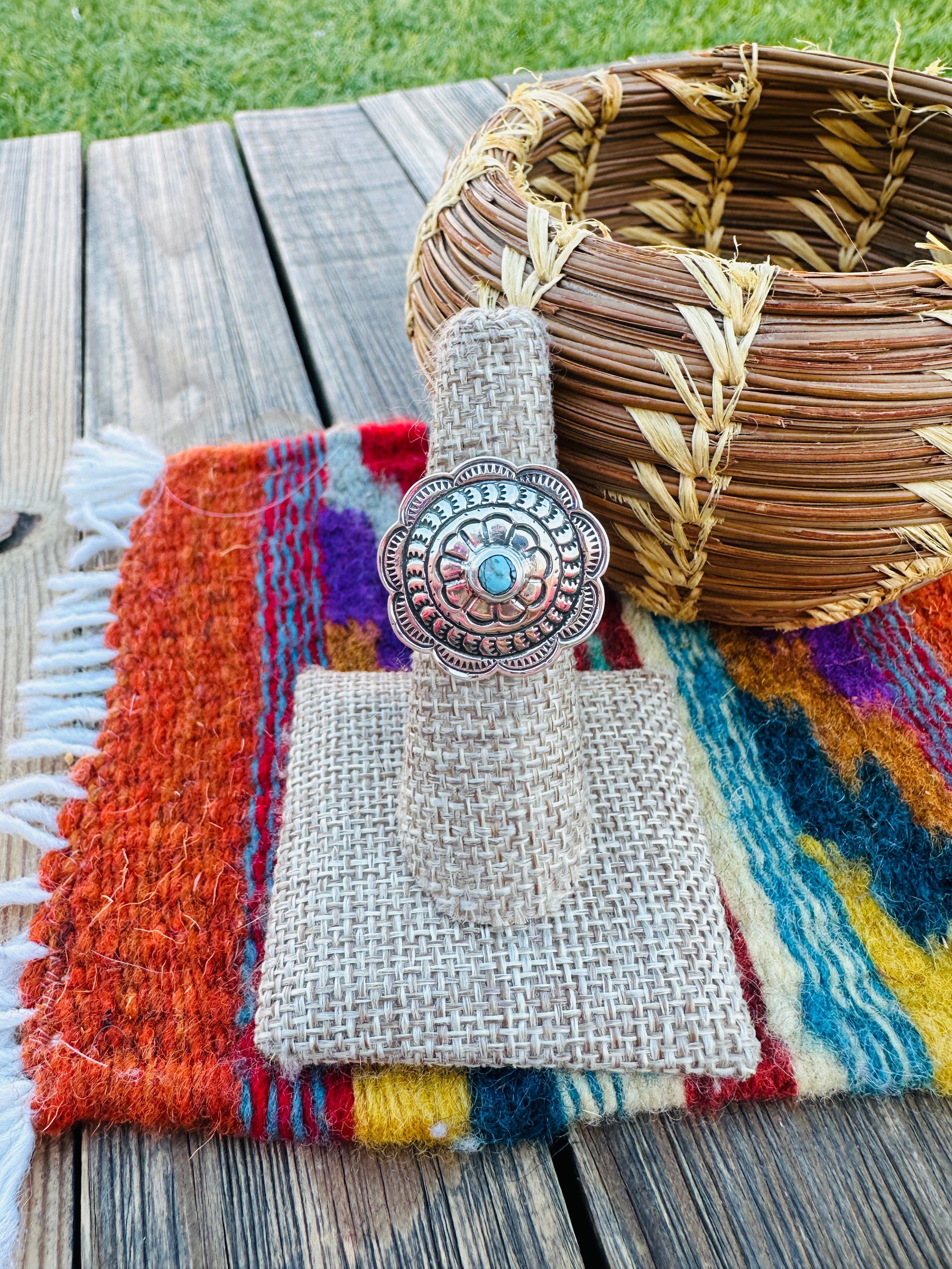 Handcrafted Turquoise & Sterling Silver Concho Ring