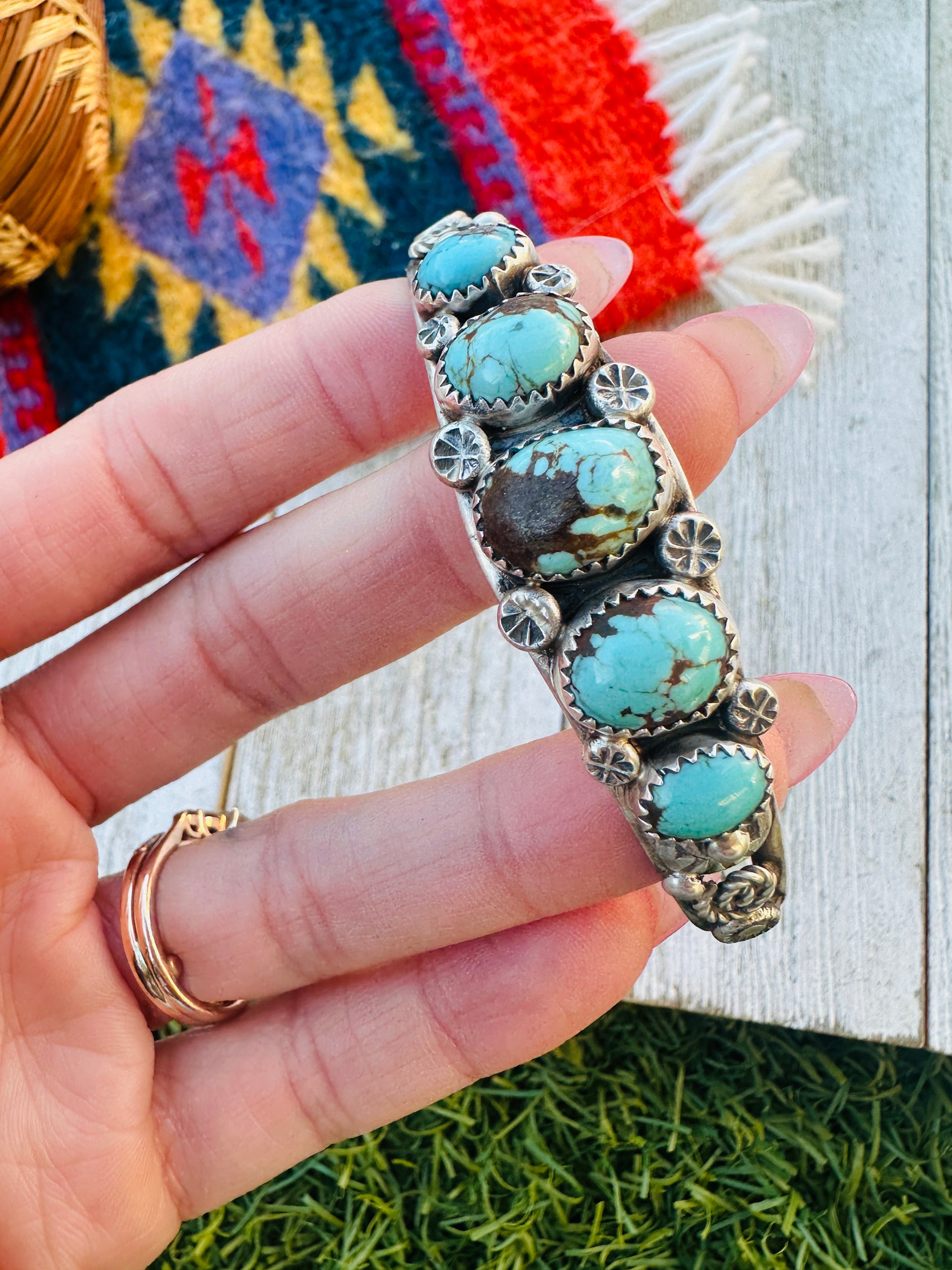 Handcrafted Turquoise & Sterling Silver Cuff Bracelet by Jacqueline Silver