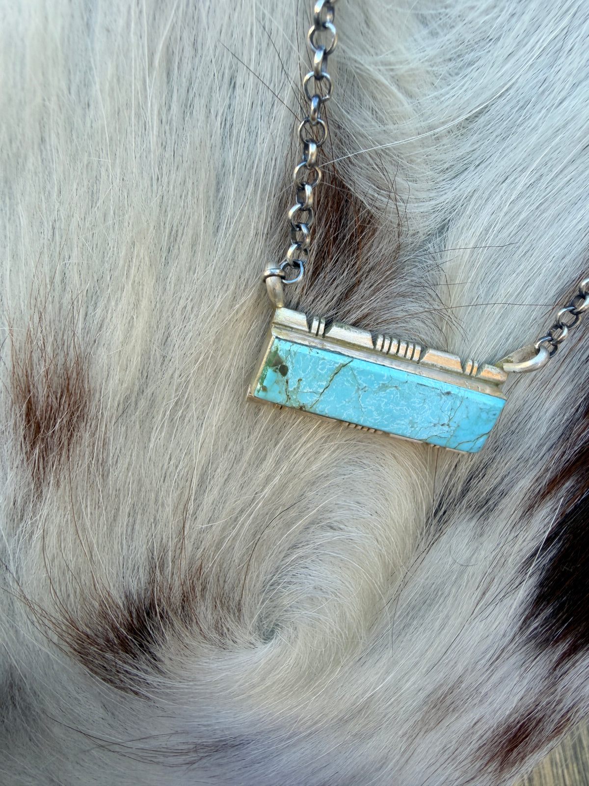 Handcrafted Turquoise & Sterling Silver Bar Necklace