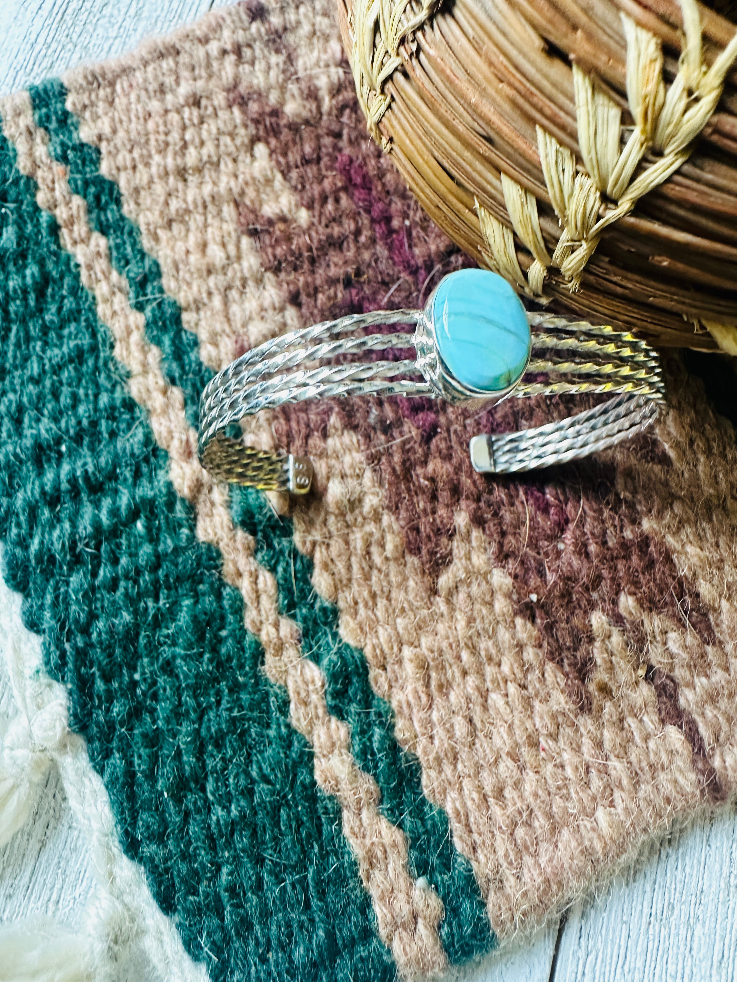 Navajo Sterling Silver & Turquoise Cuff Bracelet