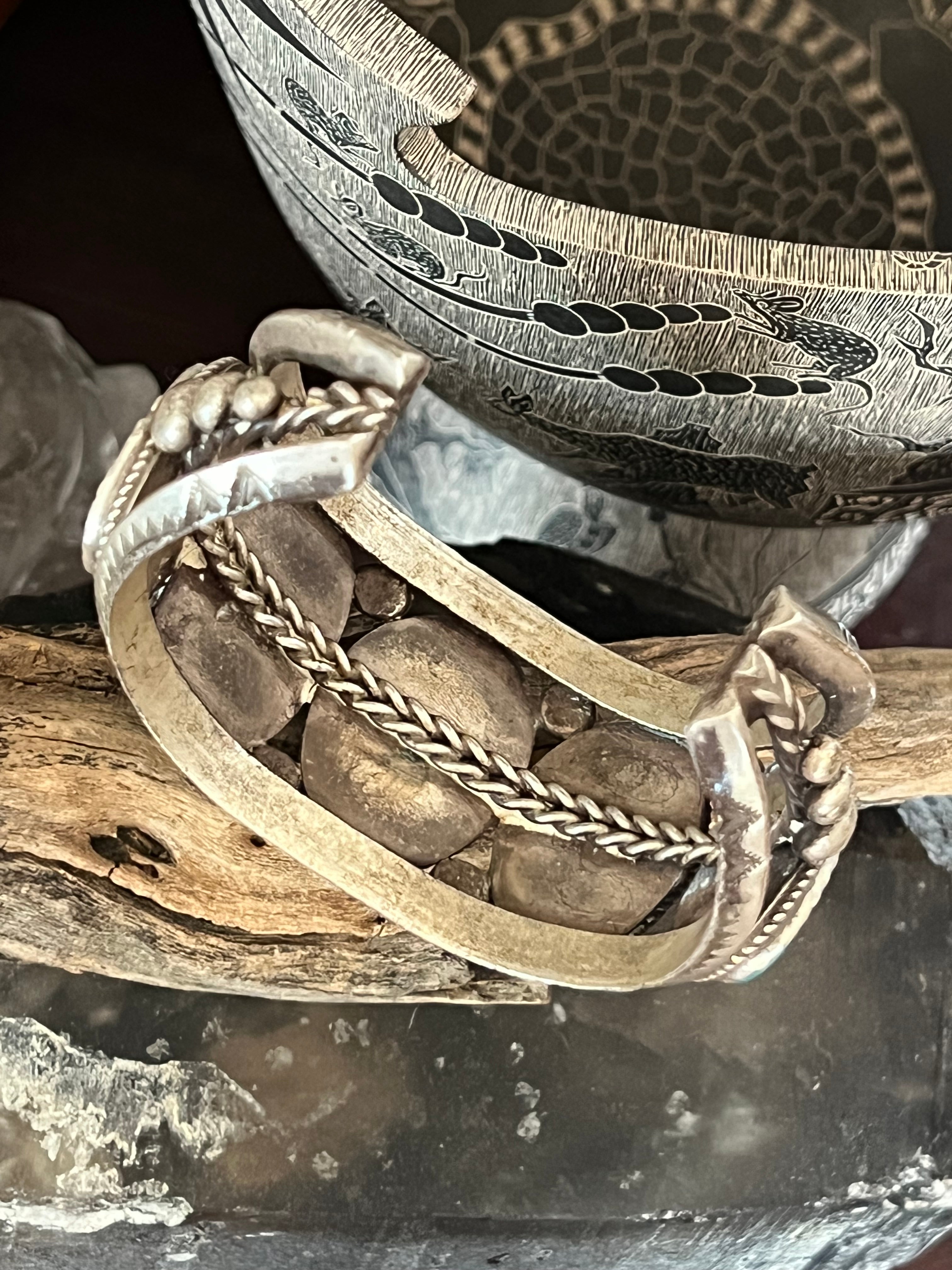 Handcrafted Old Pawn Sterling Silver and Natural Sleeping Beauty Turquoise Cuff Bracelet, Signed /