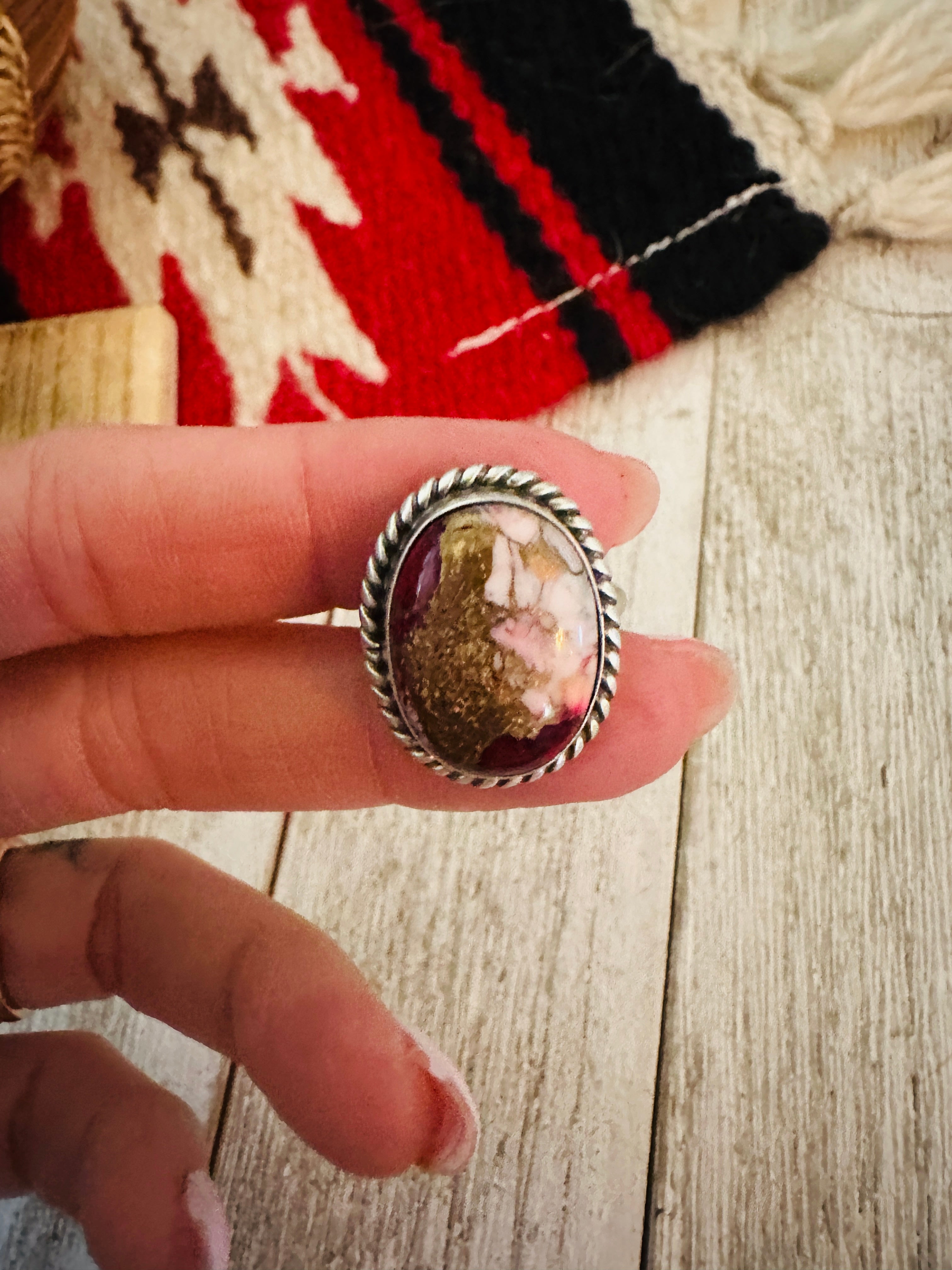 Handcrafted Sterling Silver & Rose Dahlia Adjustable Ring