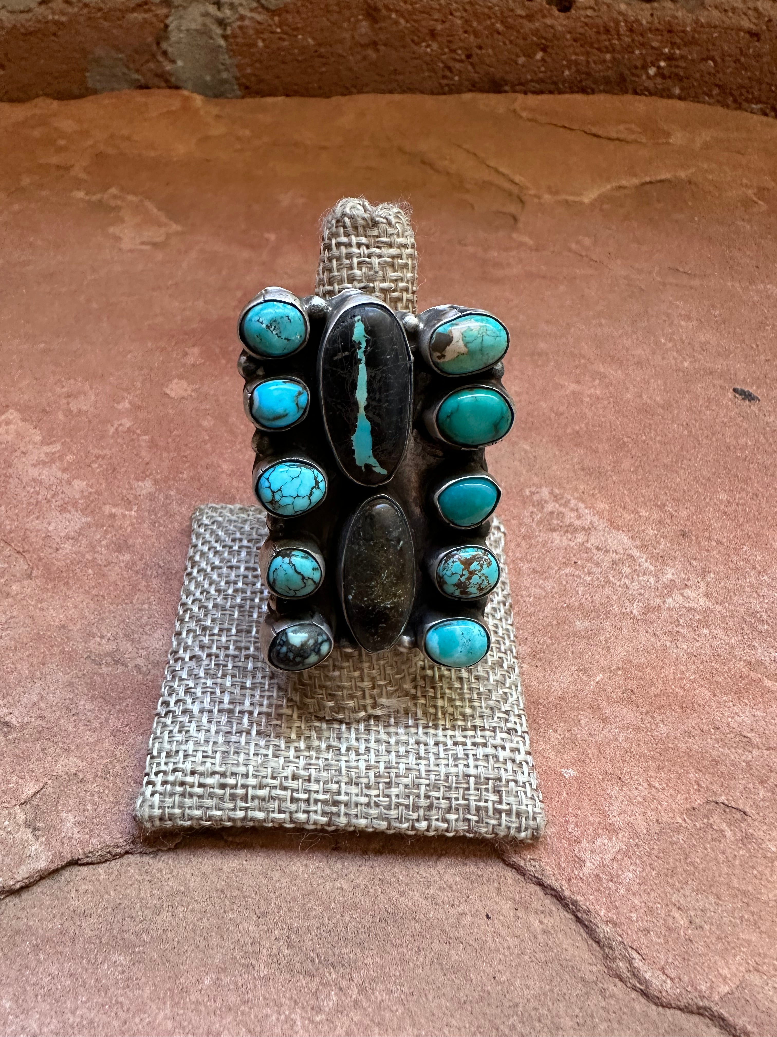 Navajo Turquoise & Sterling Silver Ring Size 7 Signed