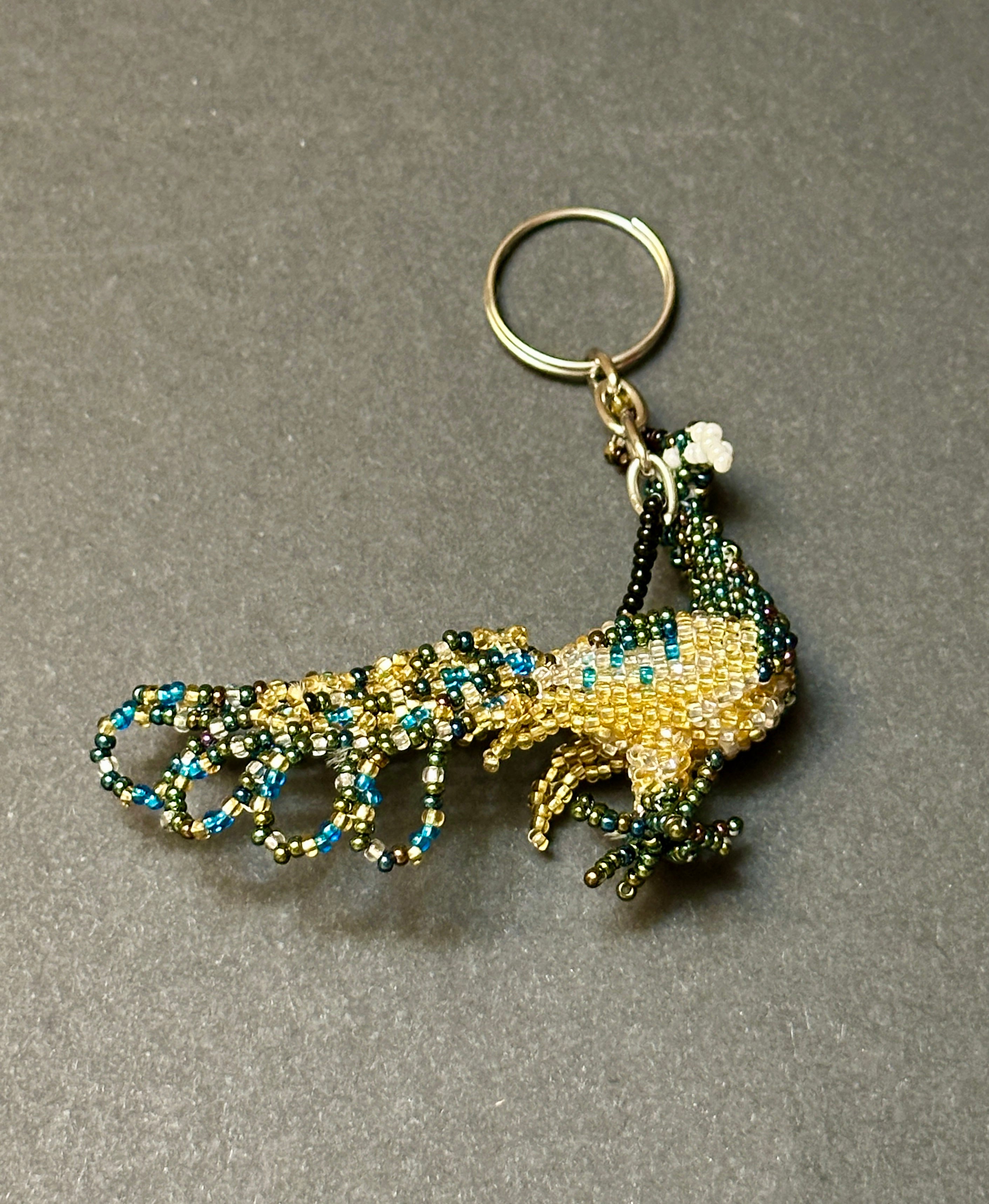 Handmade Beaded Peacock Keychain
