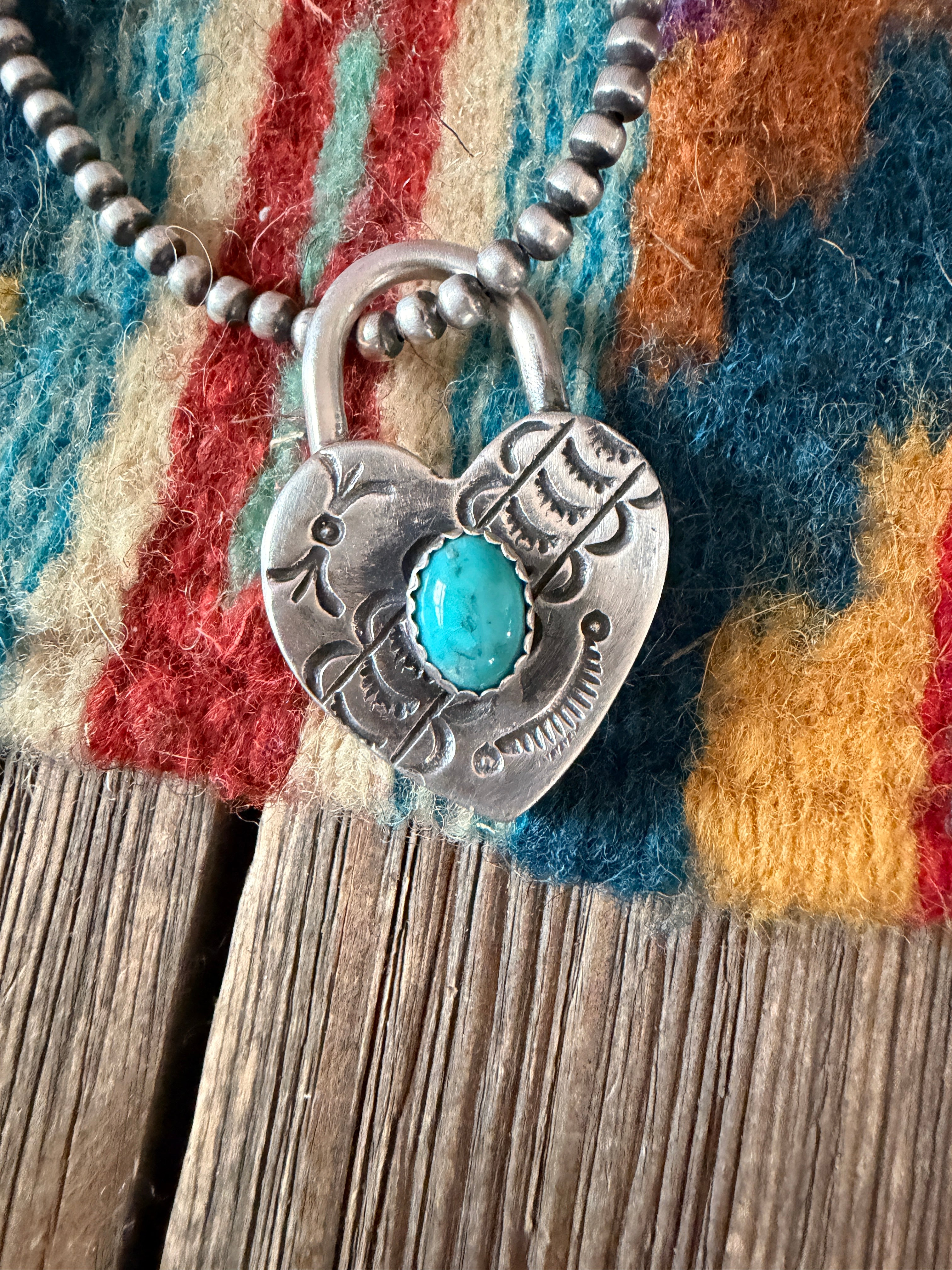 Handcrafted Sterling Silver & Turquoise Heart Locket Pendant