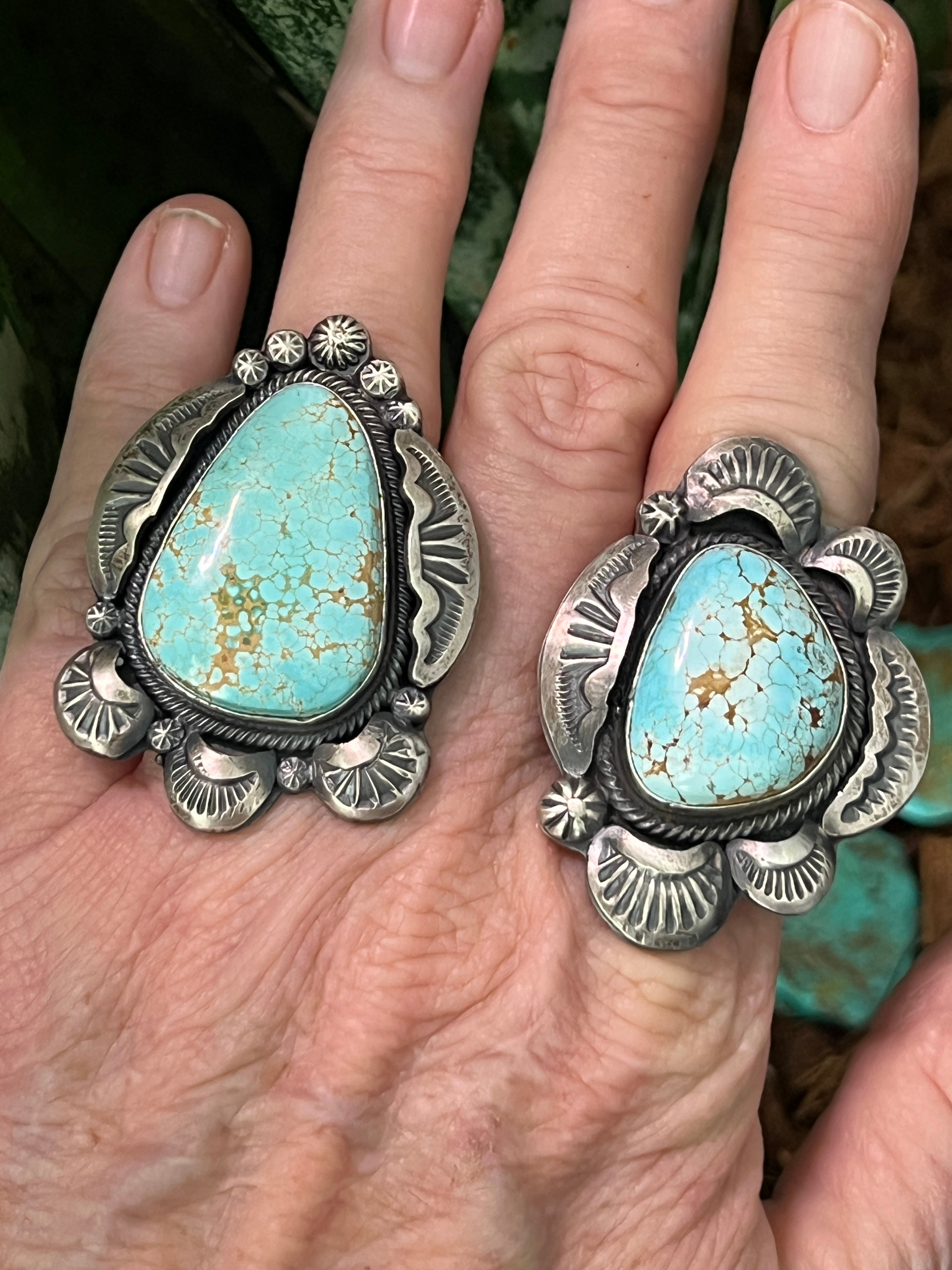 Handcrafted Sterling Silver and Number Turquoise Ring by Gilbert Tom
