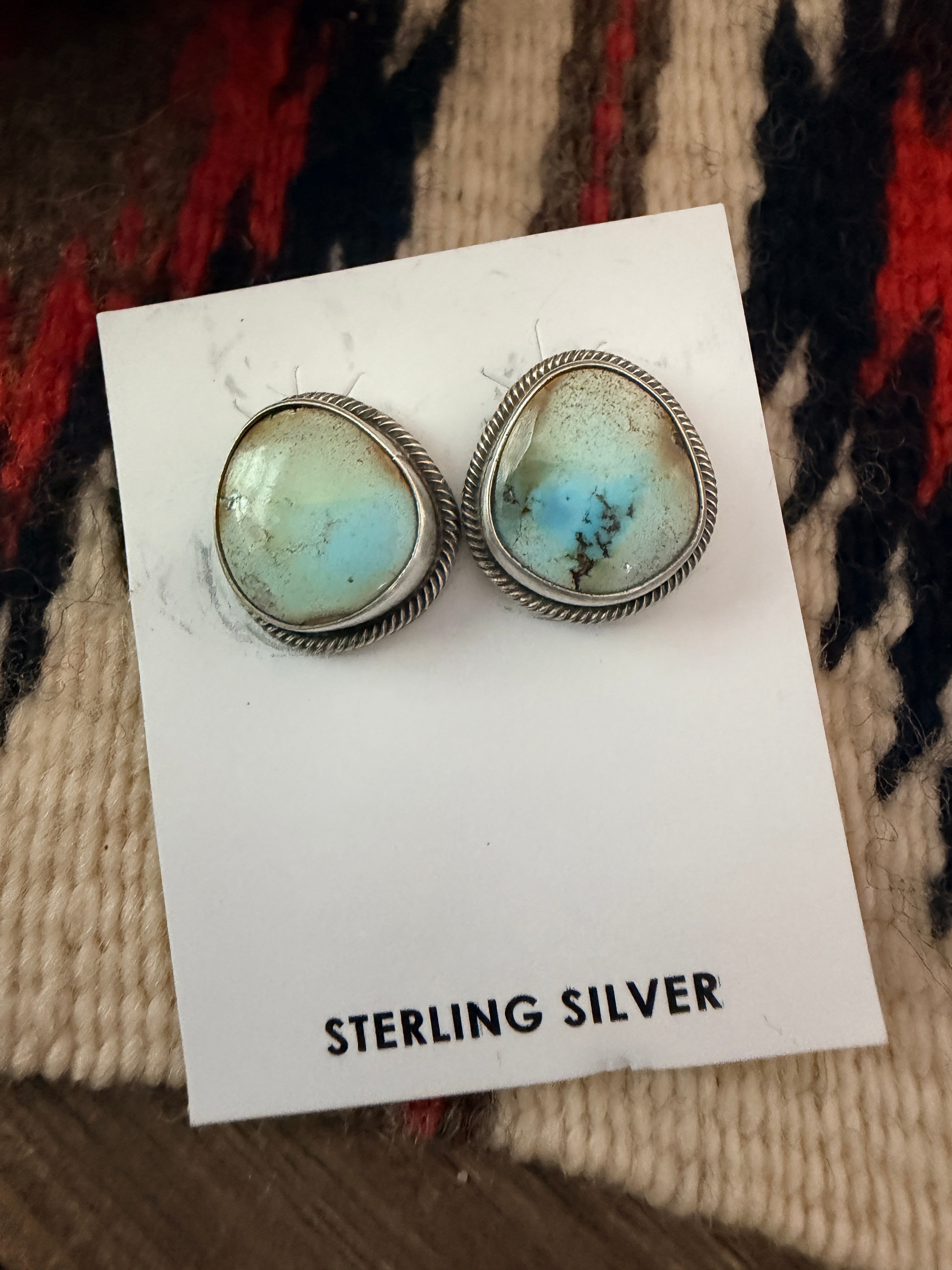 Handcrafted Palomino Turquoise & Sterling Silver Stud Earrings