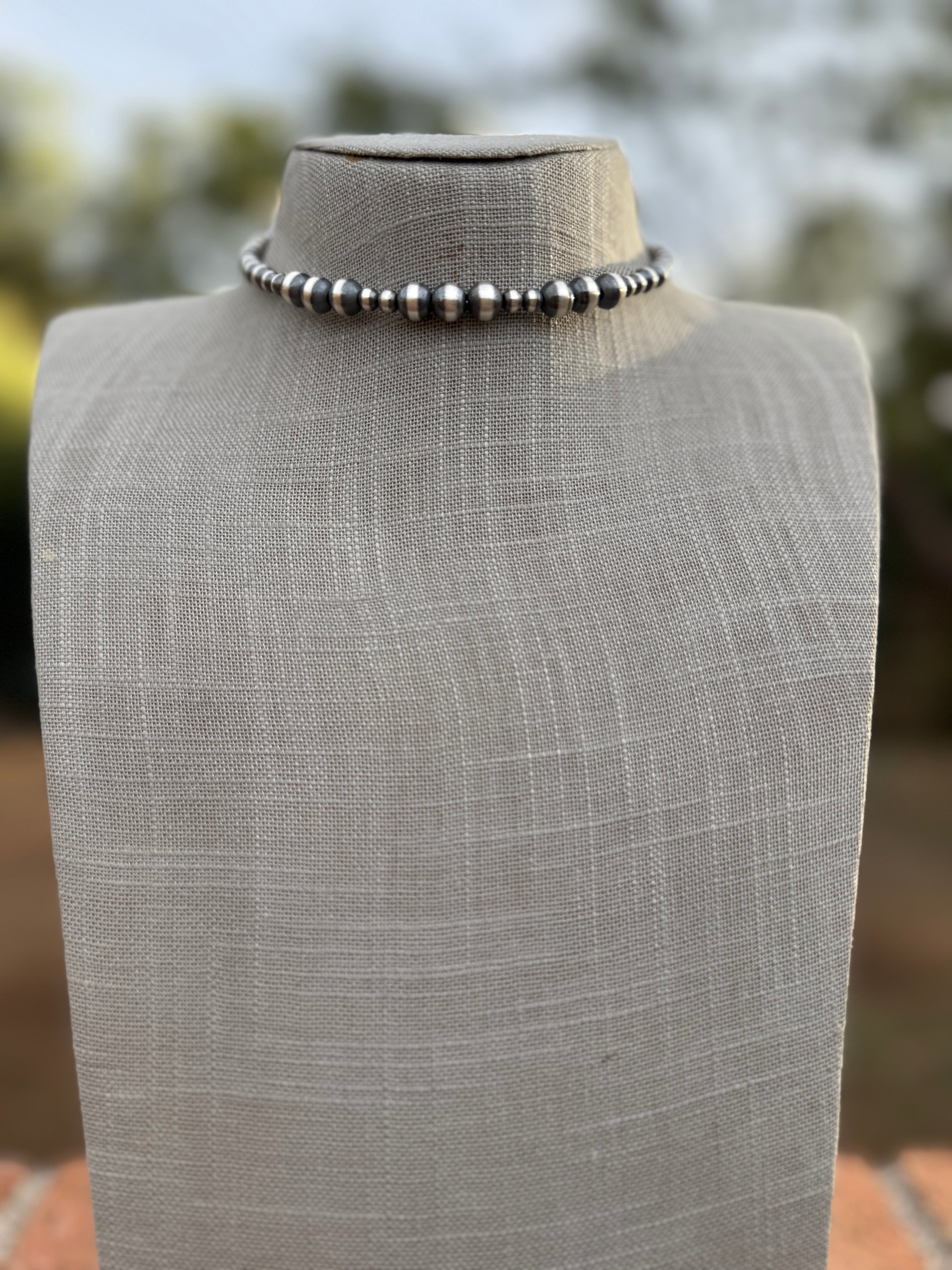 Handcrafted Sterling Silver Beaded Wrap Choker Necklace
