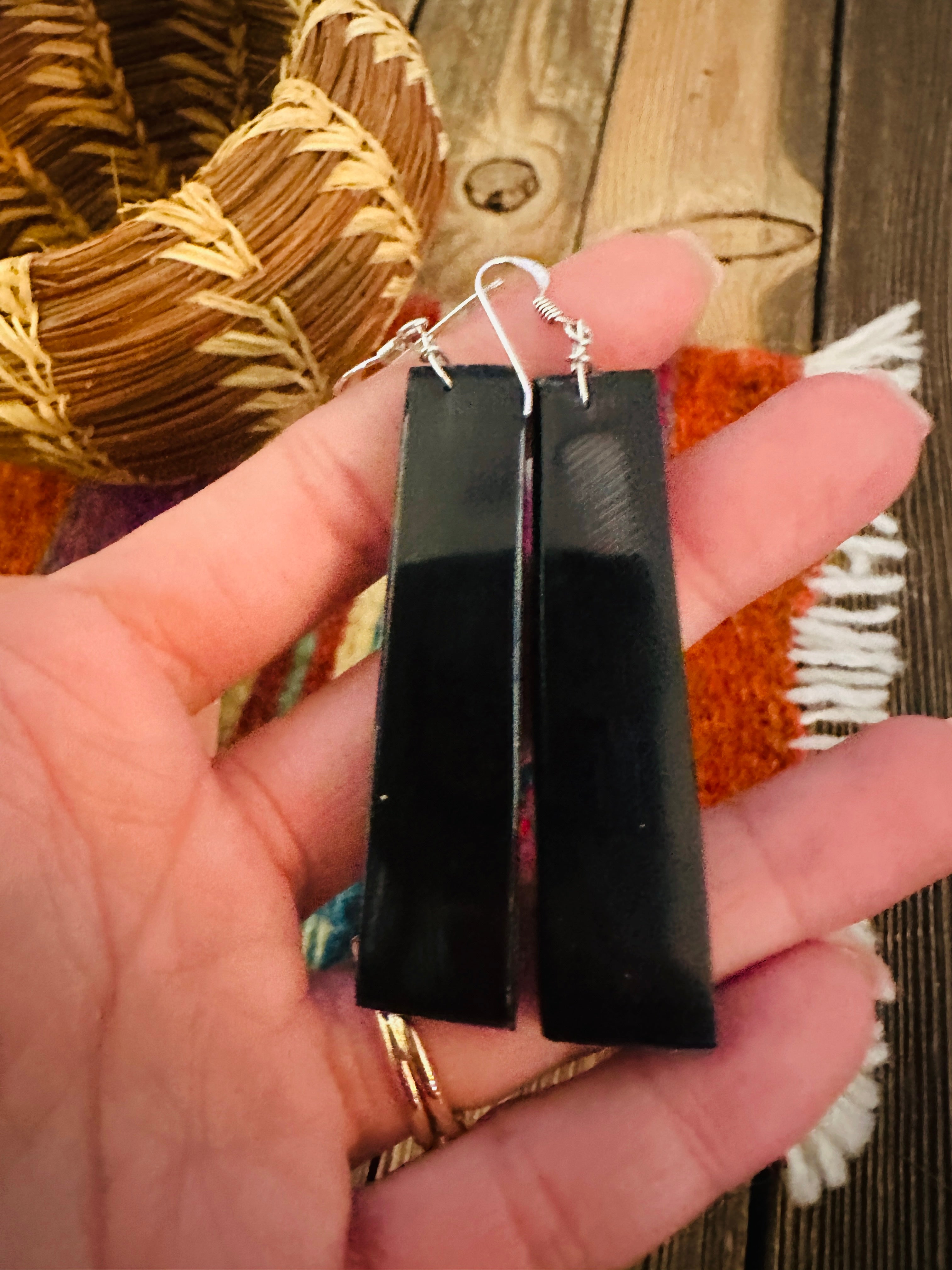 Handcrafted Multi Stone Inlay Slab Dangle Earrings