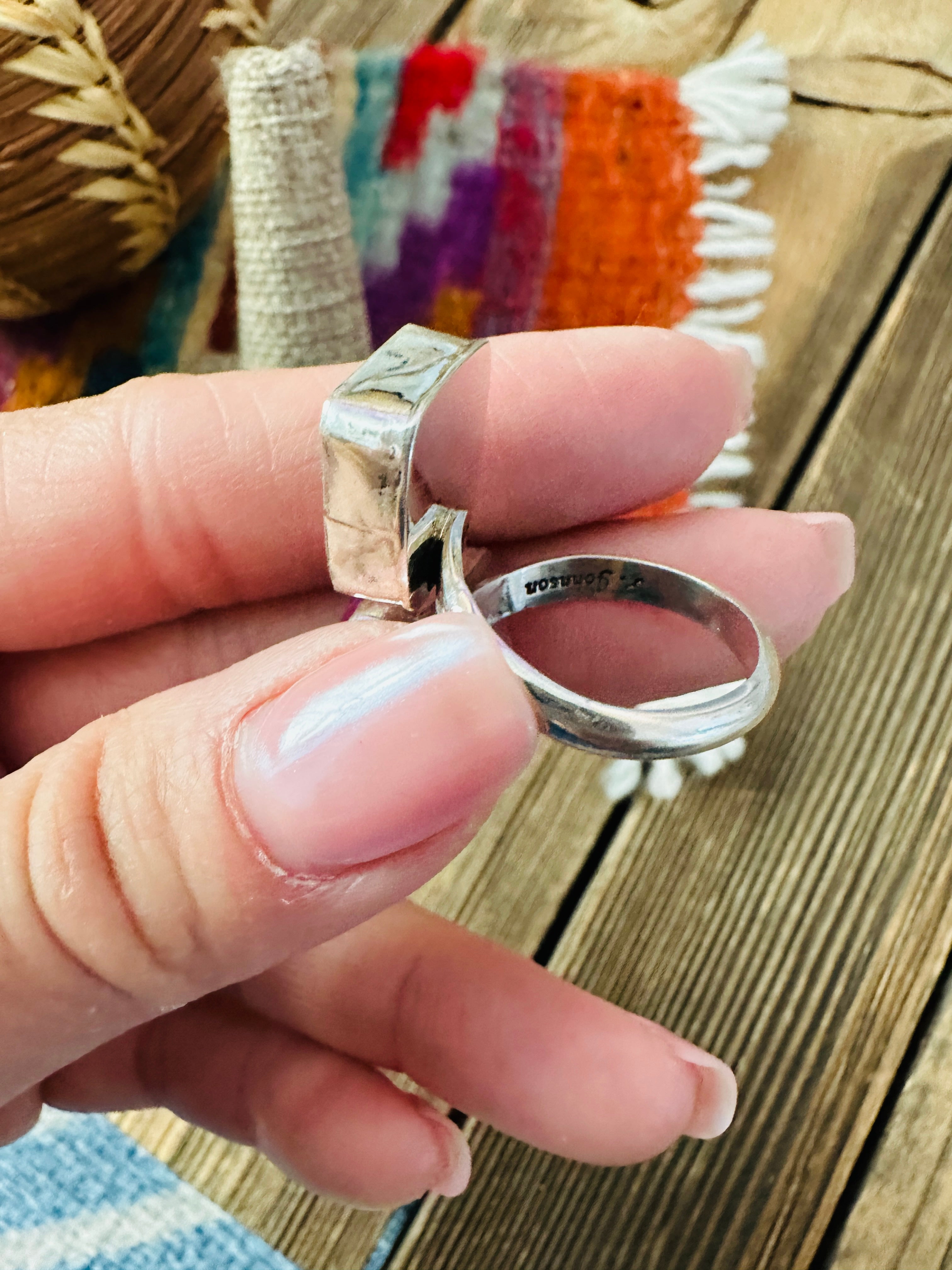 Handcrafted Purple Spiny Oyster & Sterling Silver Adjustable Ring