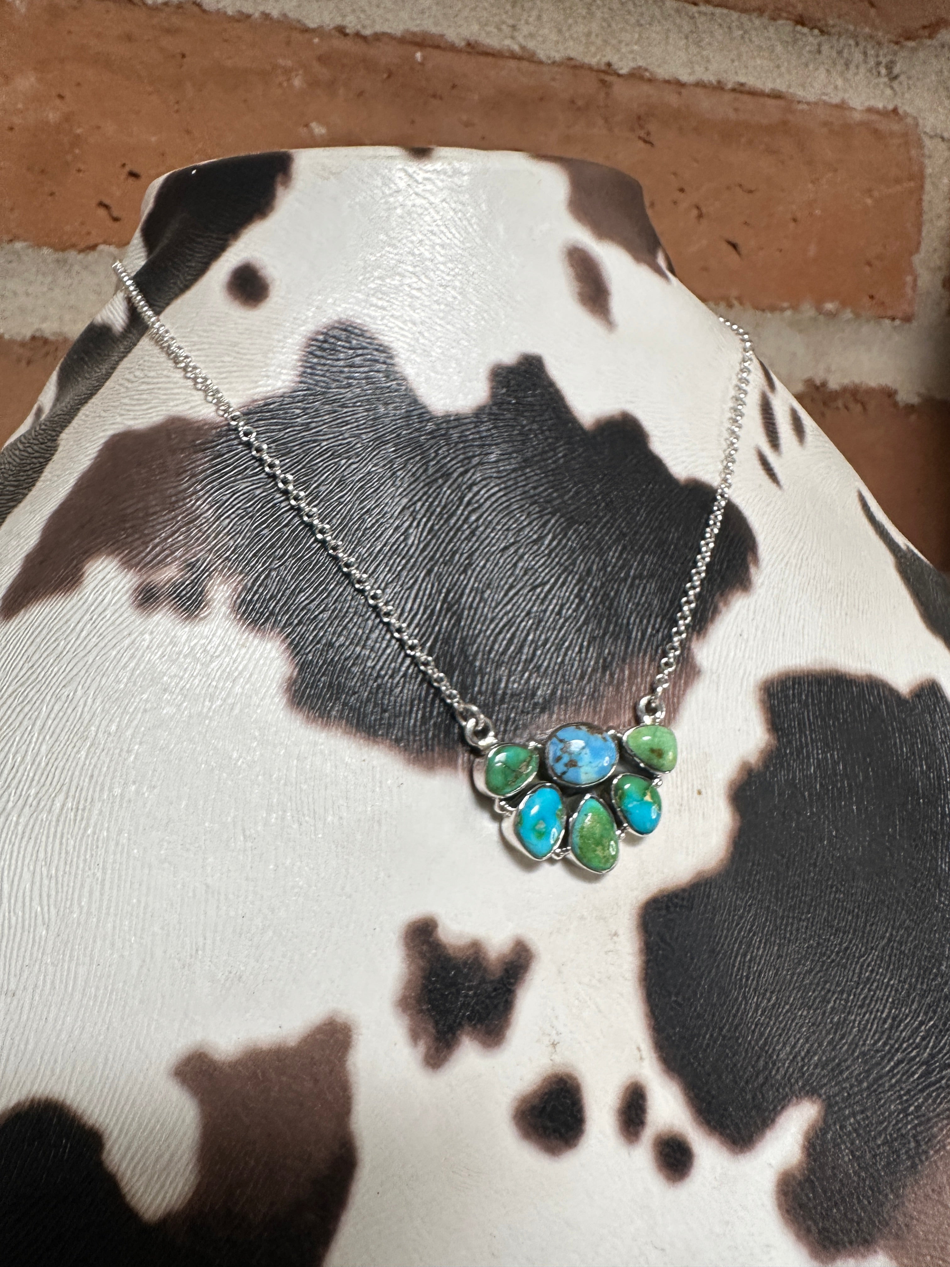 Beautiful Handmade Sterling Silver, Golden Hills Turquoise & Sonoran Mountain Turquoise Backroads Necklace