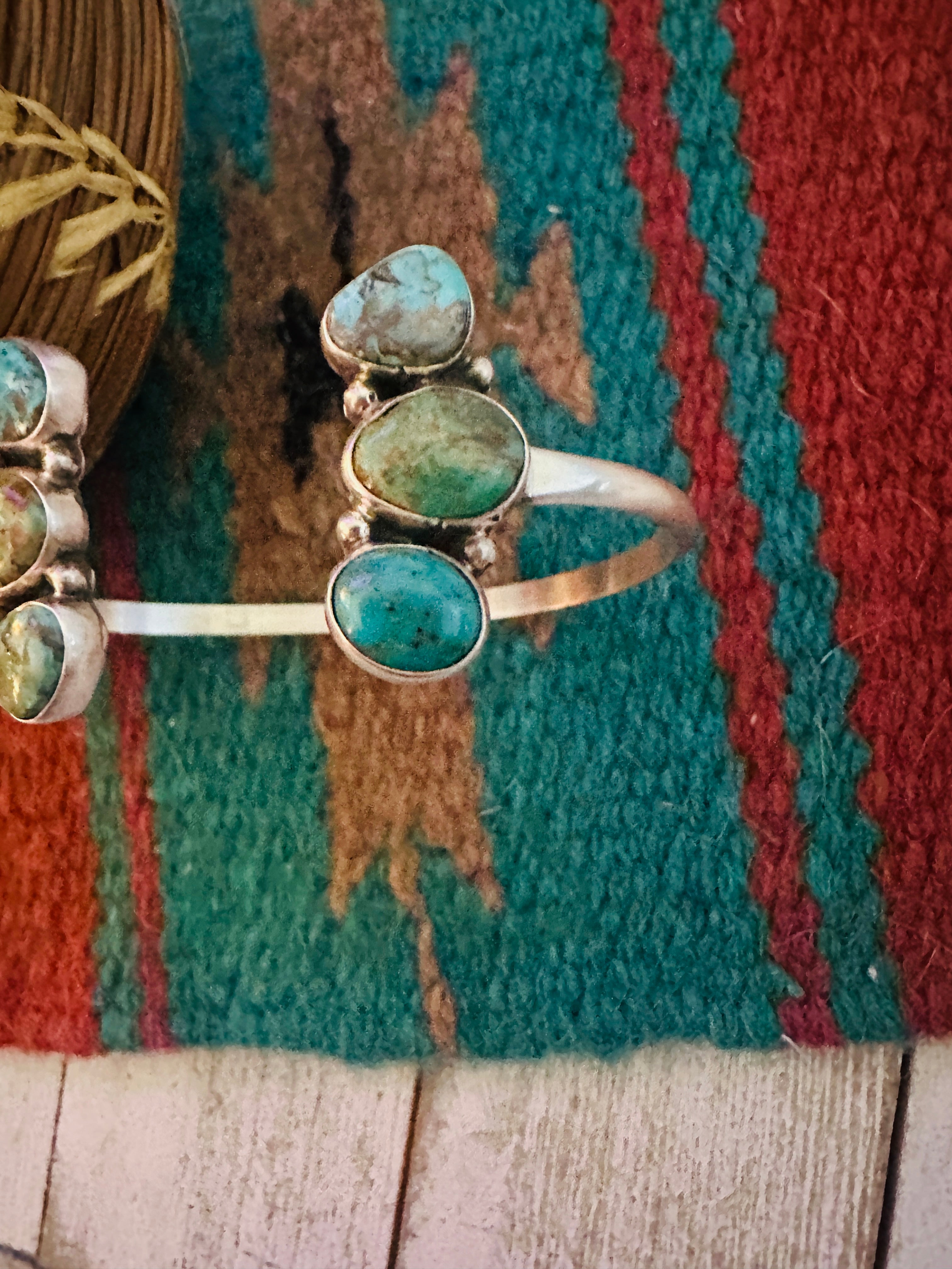 Navajo Turquoise & Sterling Silver Floating Cuff Bracelet