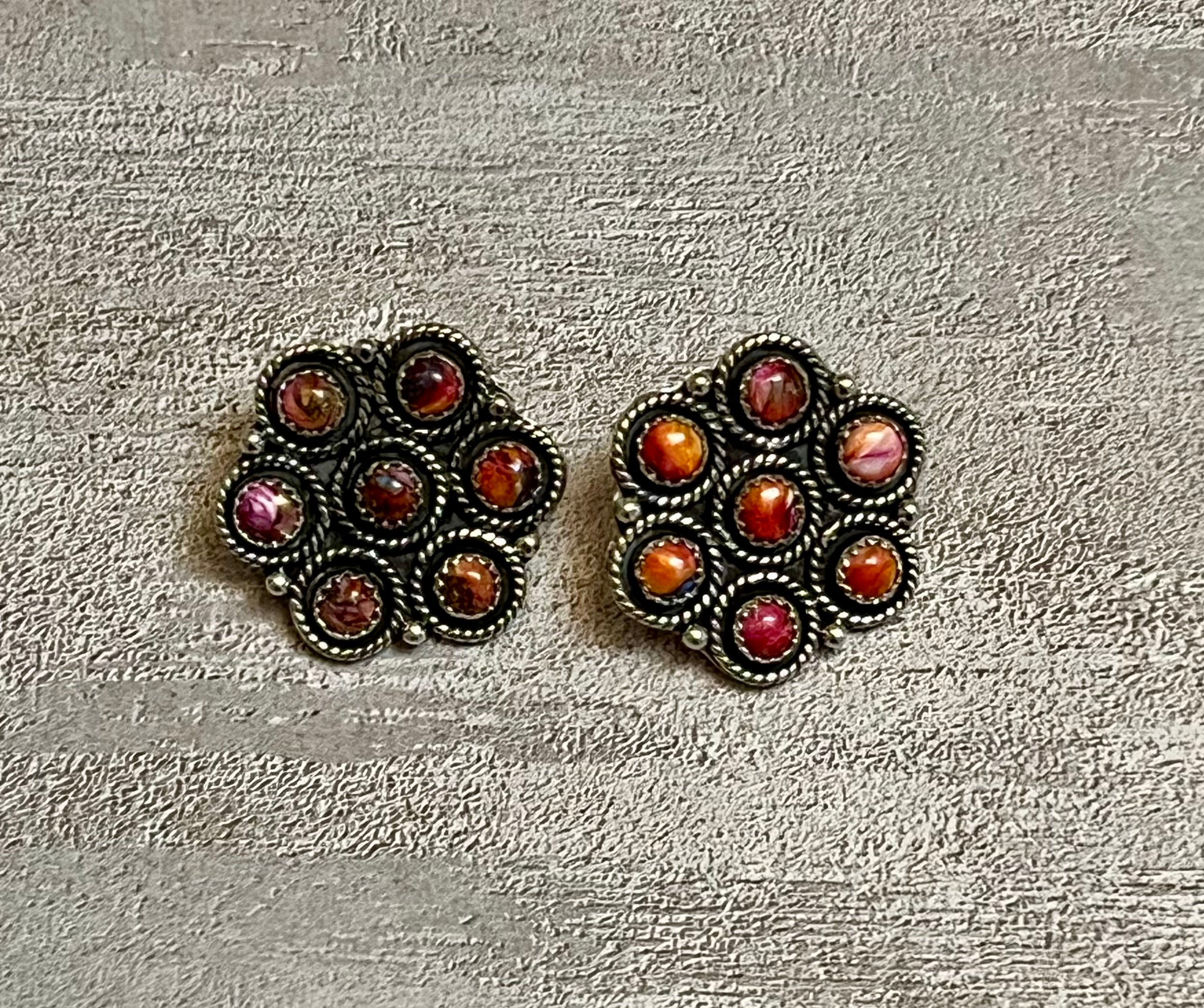 Handmade Pink Dream Mojave Post Sterling Silver Earrings Signed Nizhoni A1