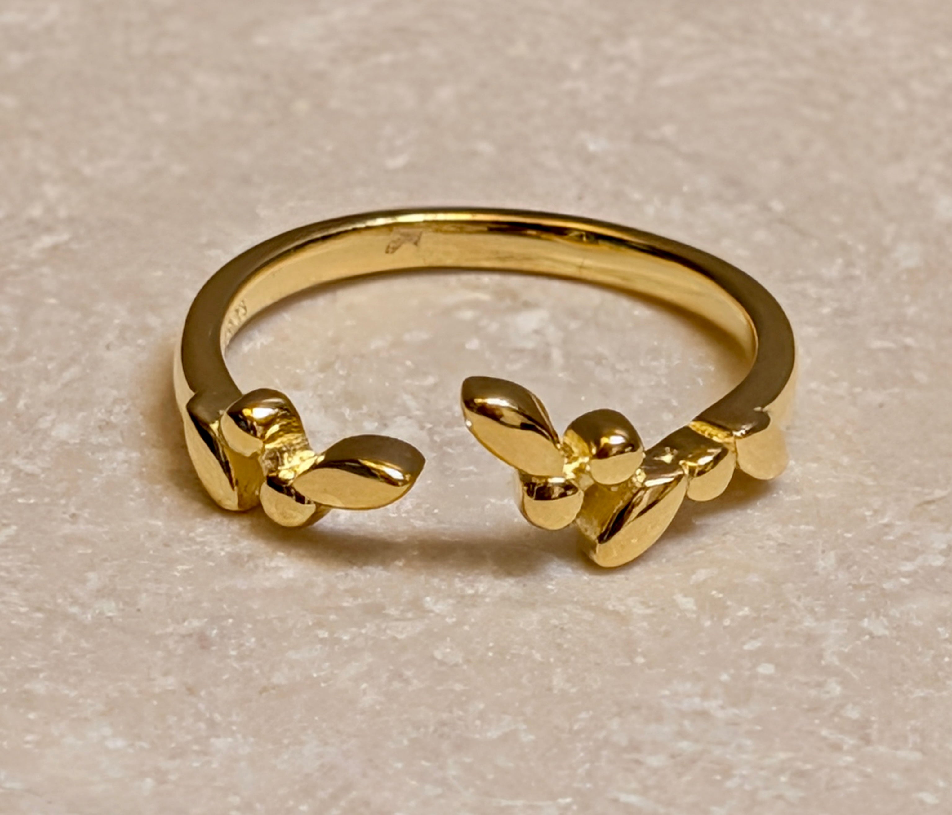 14k Gold Sterling Silver Ivy Band Ring