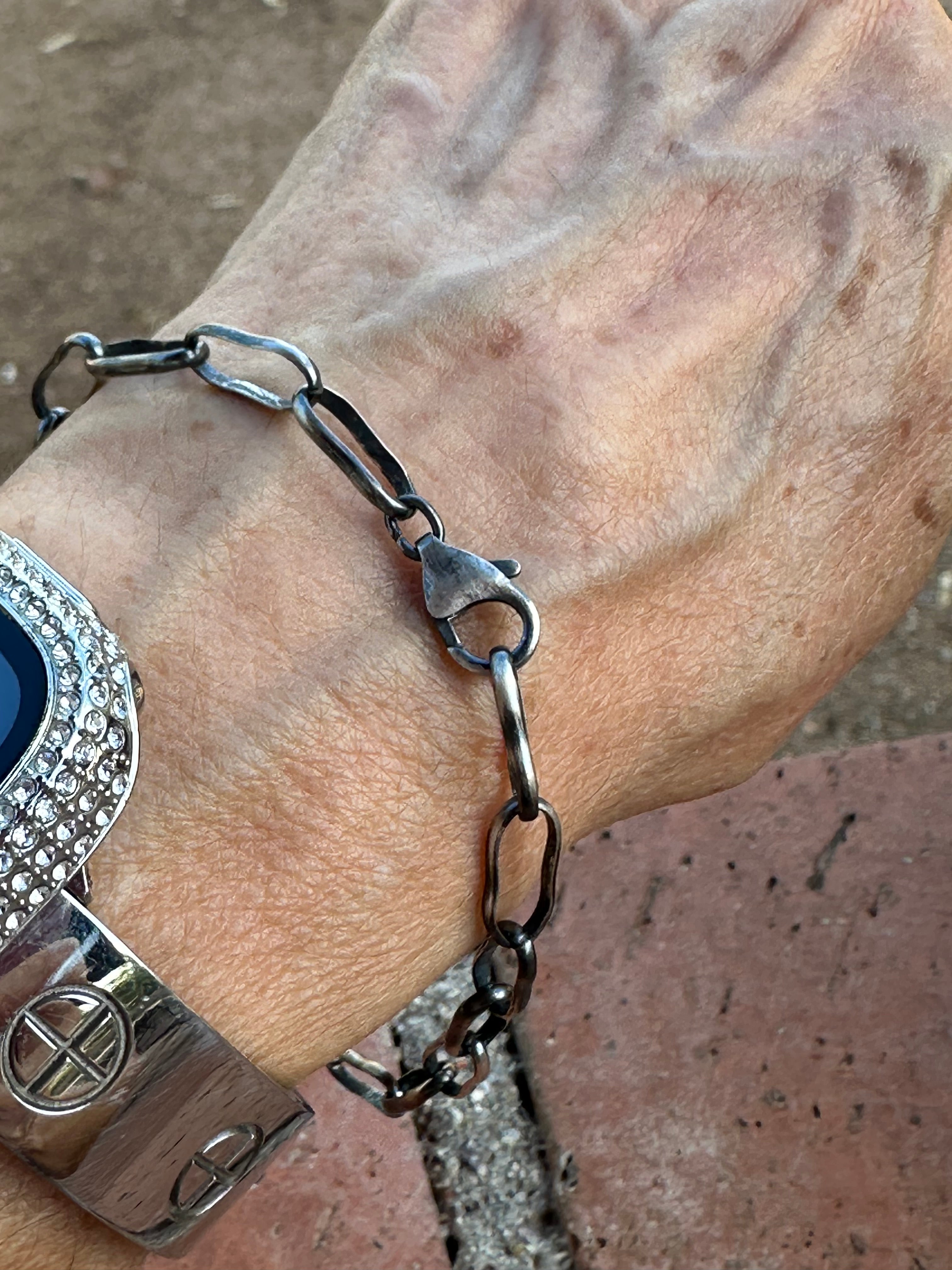 Navajo Made Sterling Silver Paper Clip Chain Bracelet