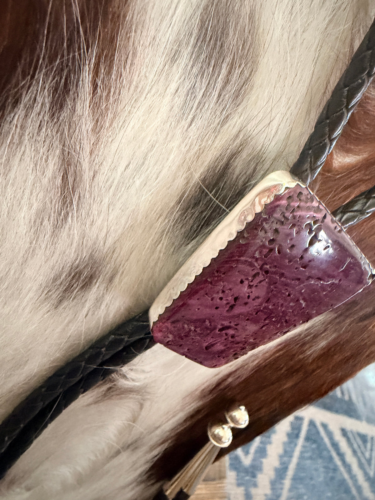 Handcrafted Sterling Silver & Purple Spiny Oyster Bolo Tie