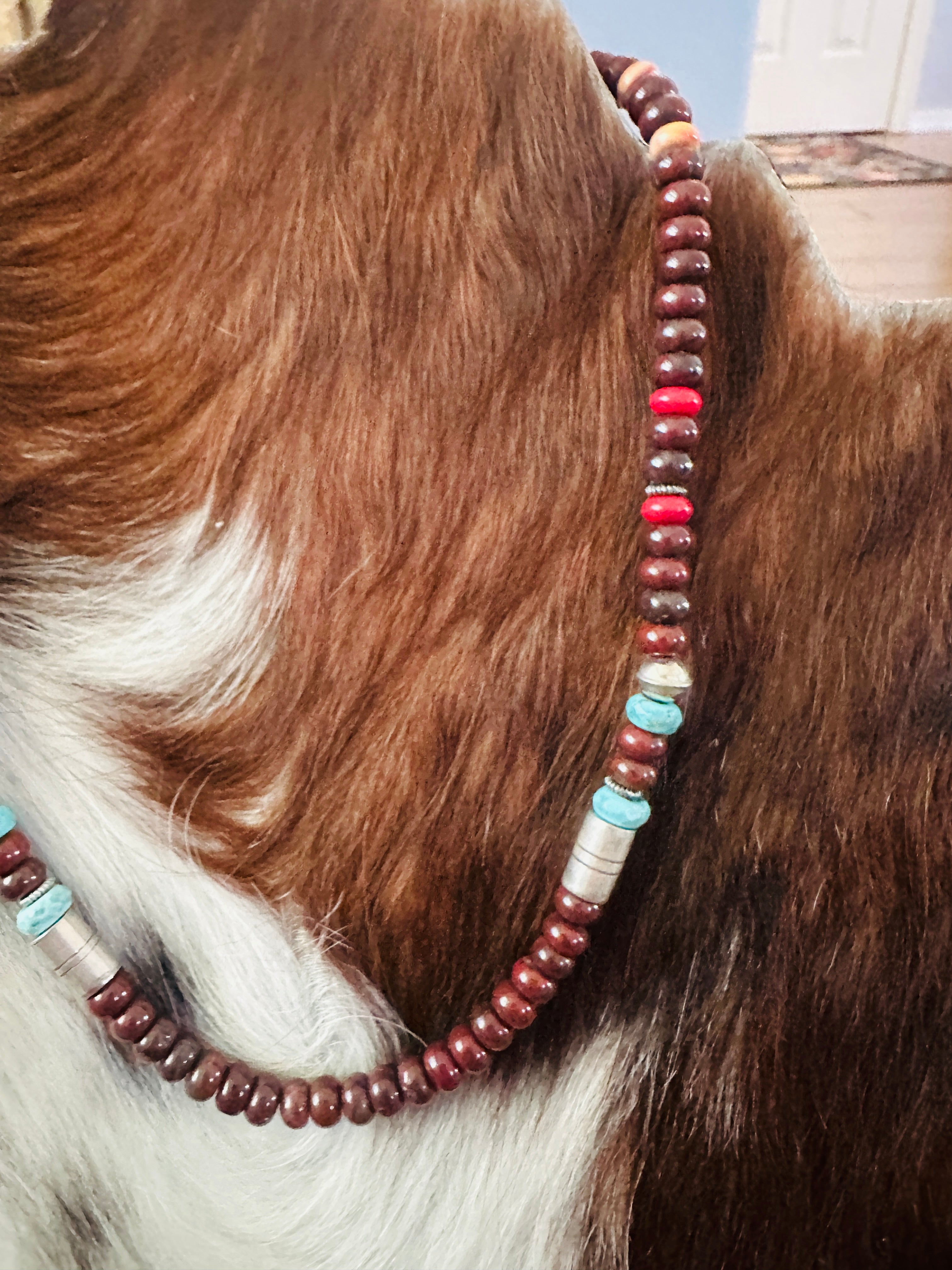 Handcrafted Multi Stone & Sterling Silver Beaded 16” Necklace by T & R Singer