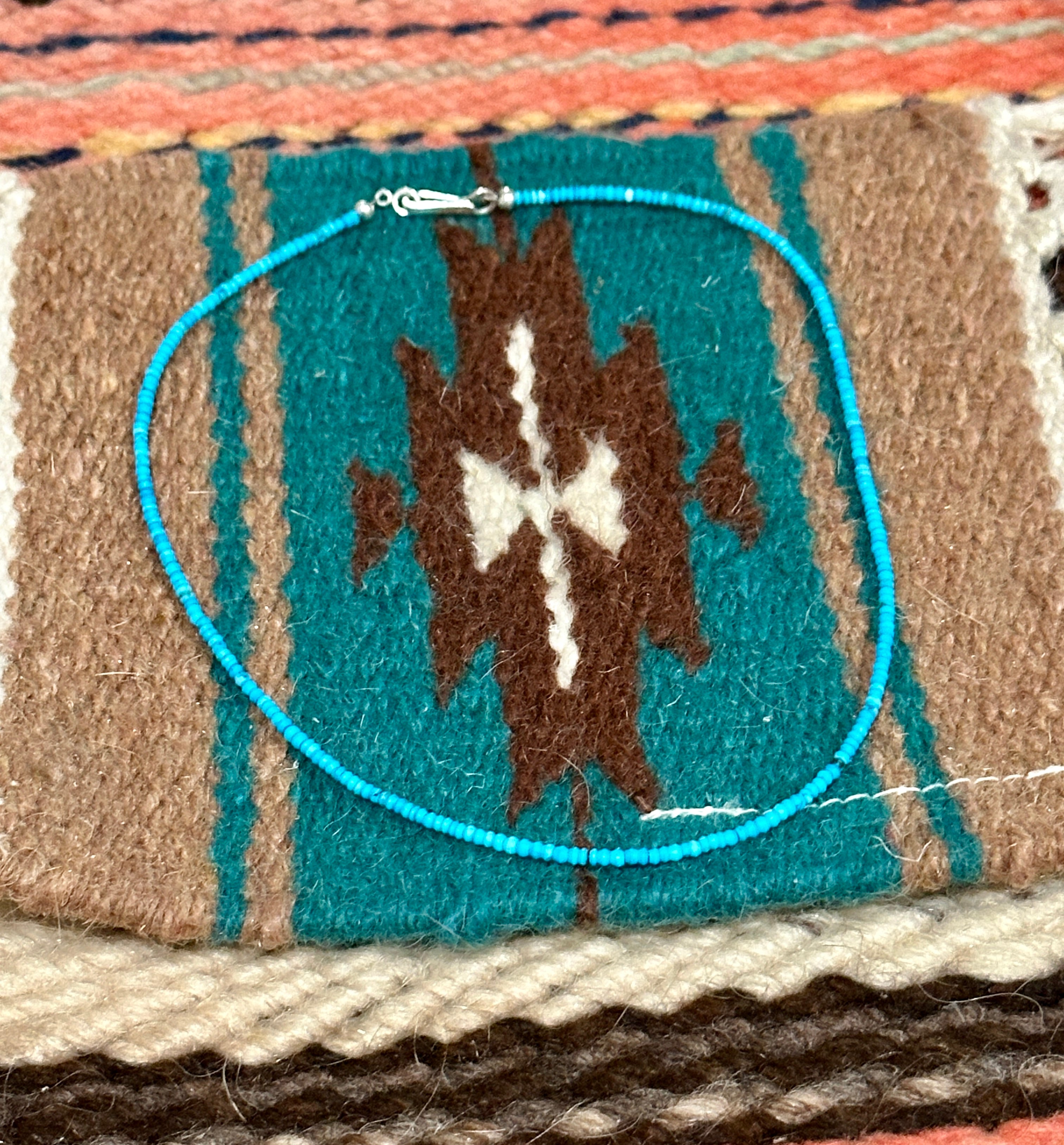 Sterling Silver & 2mm Turquoise Beaded Necklace