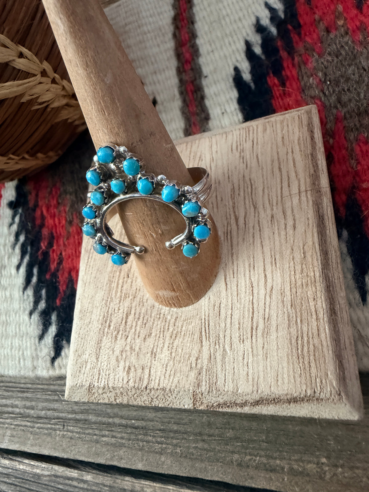 Handcrafted Turquoise & Sterling Silver Naja Cluster Ring
