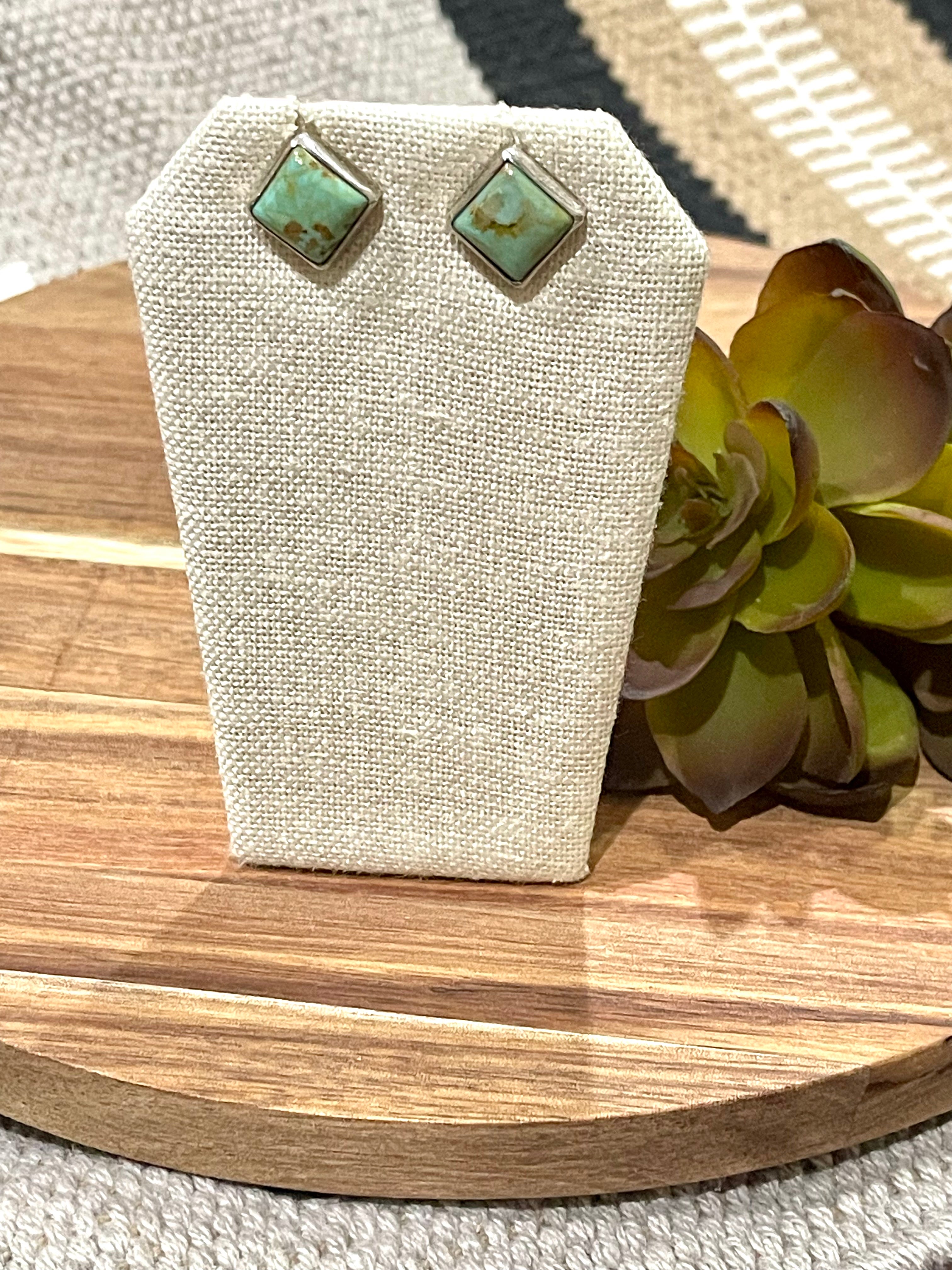 Navajo Sterling Silver & Turquoise Stud Earrings