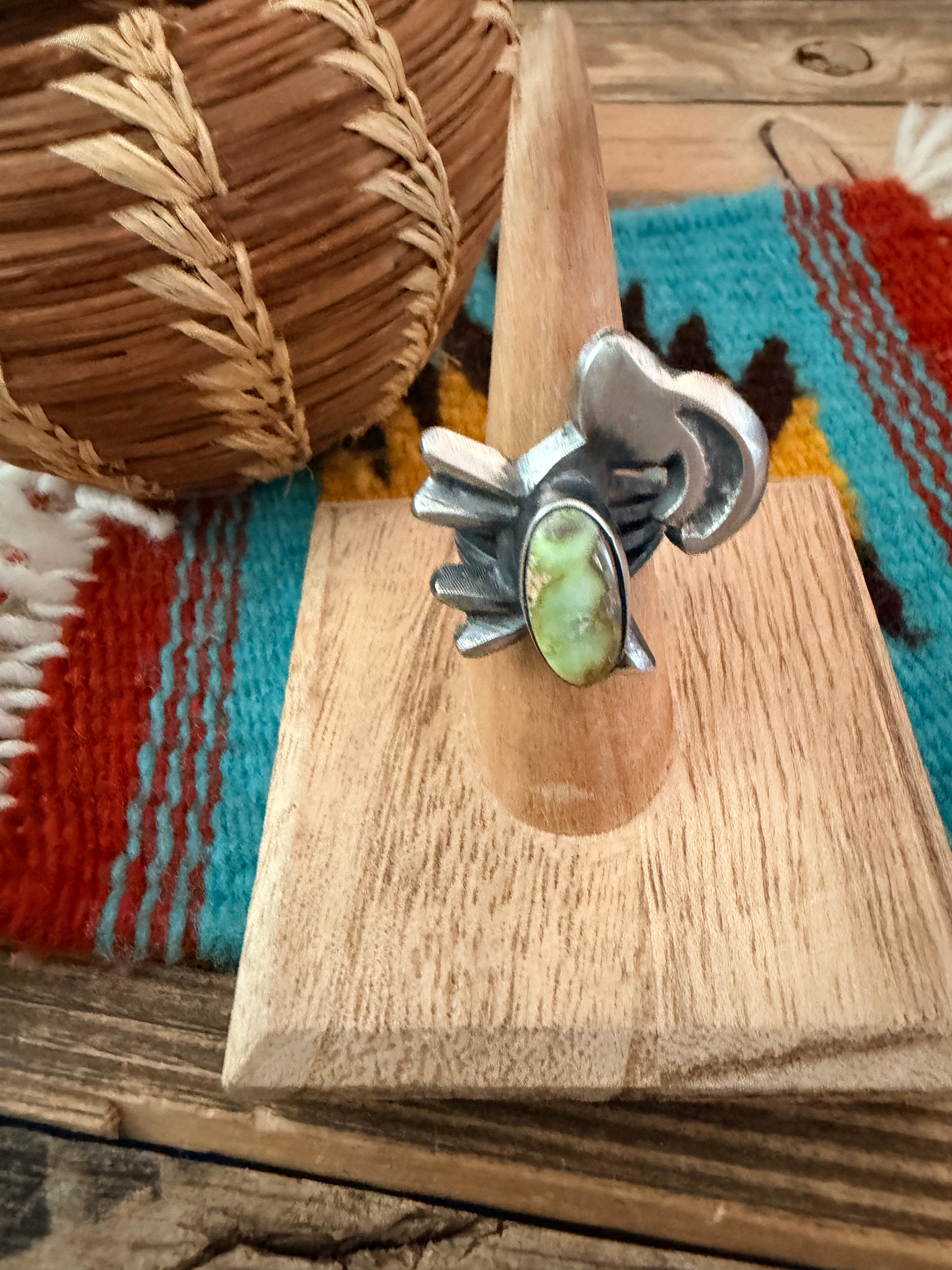 Handcrafted Palomino Turquoise and Sterling Silver Goat Ring size 6 by Chimney Butte