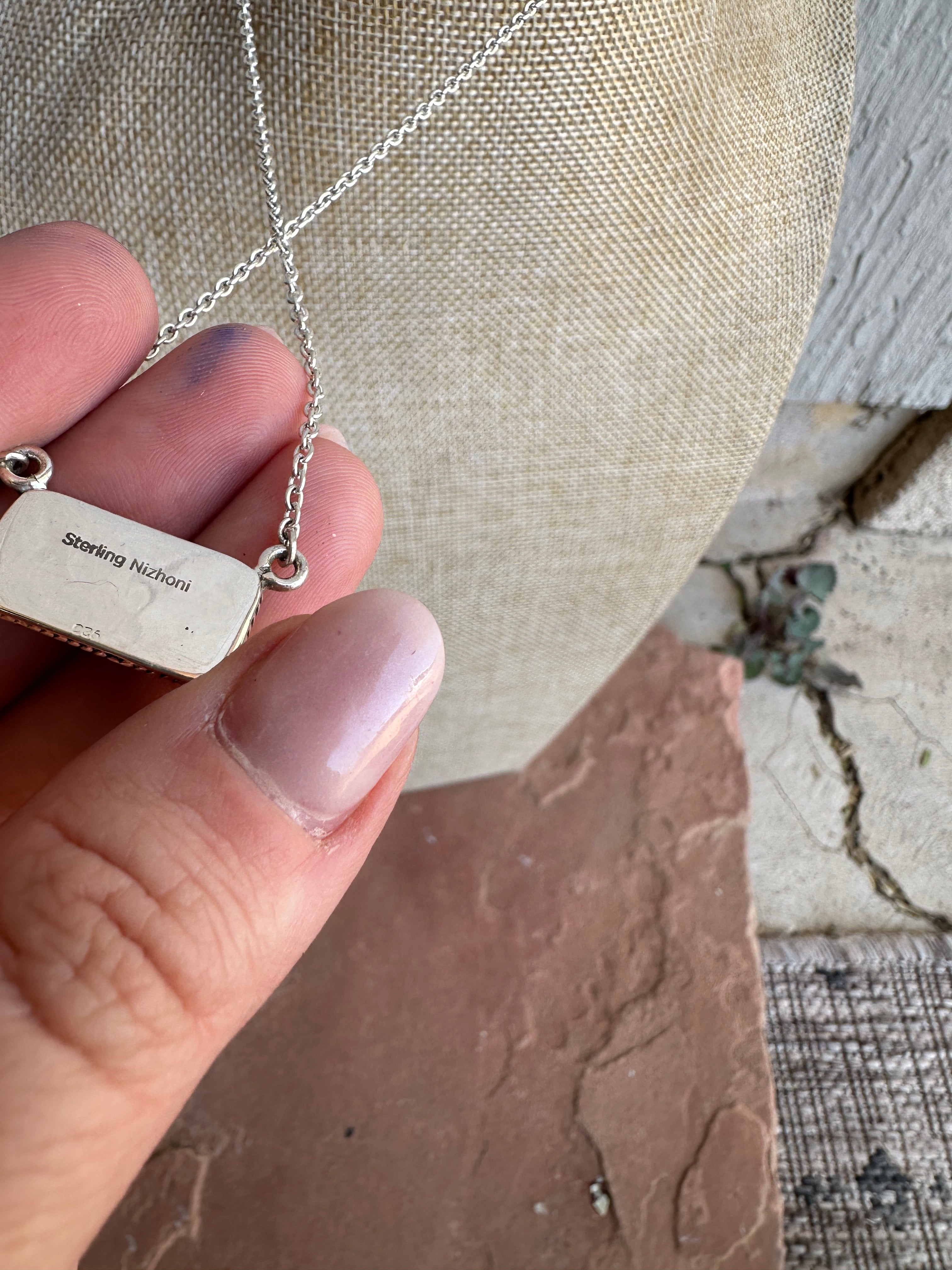 Handmade Cotton Candy Sterling Silver Bar Necklace