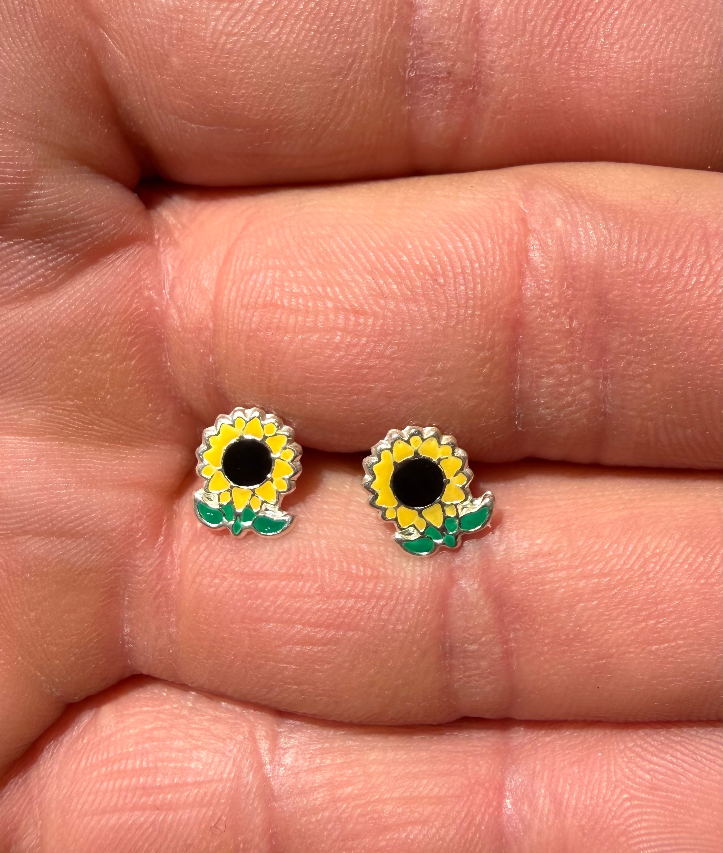 Sunflower Sterling Silver Stud Earrings