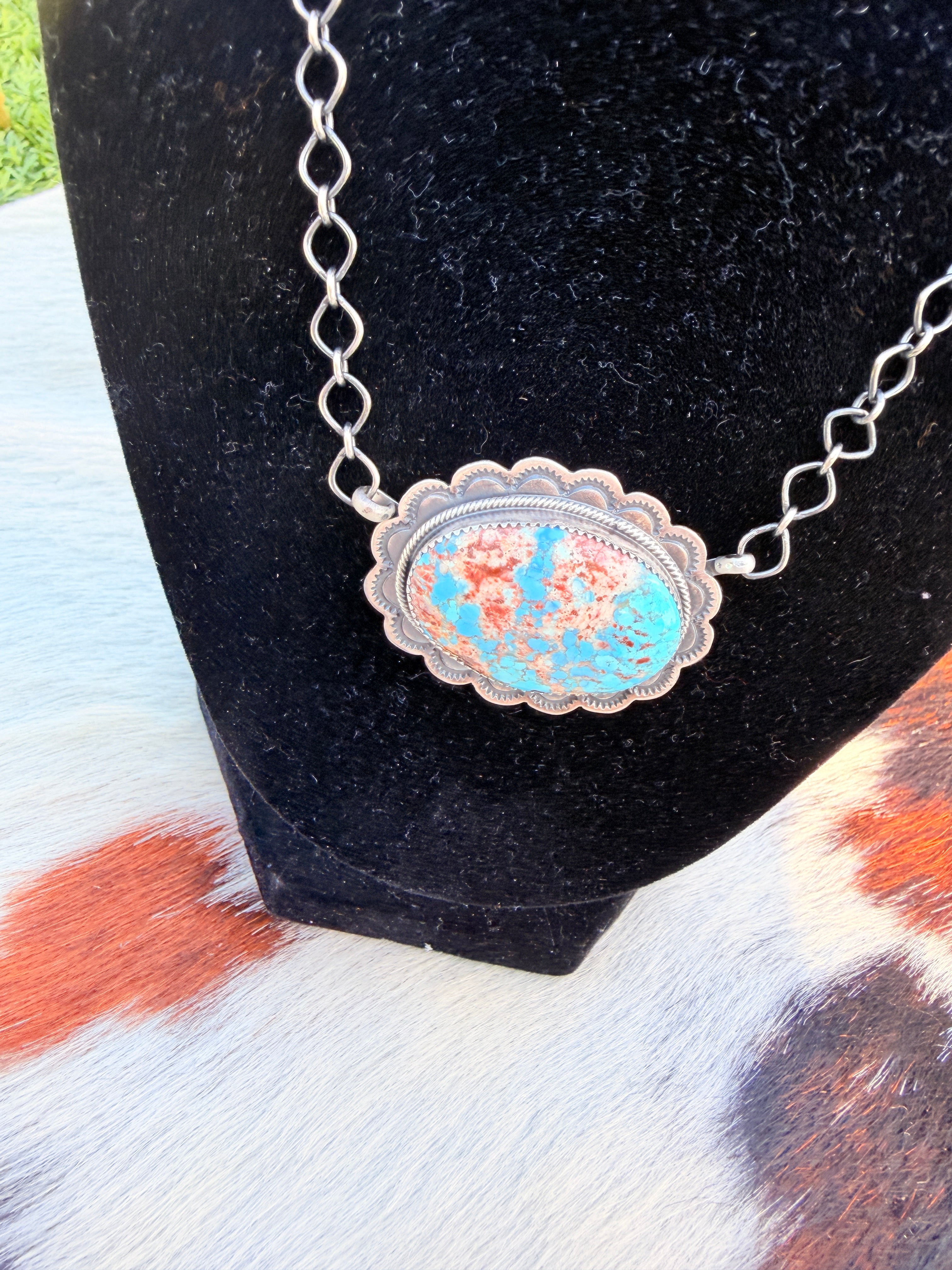 Handcrafted Golden Hills Turquoise & Sterling Silver Necklace
