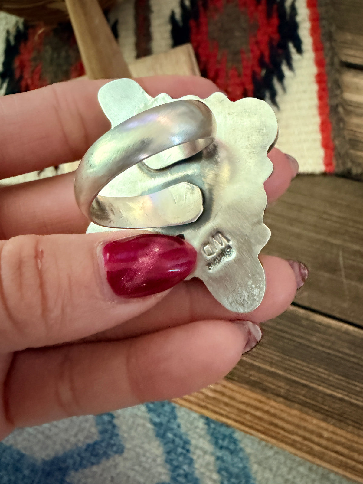 Handcrafted Turquoise & Sterling Silver Cluster Adjustable Ring