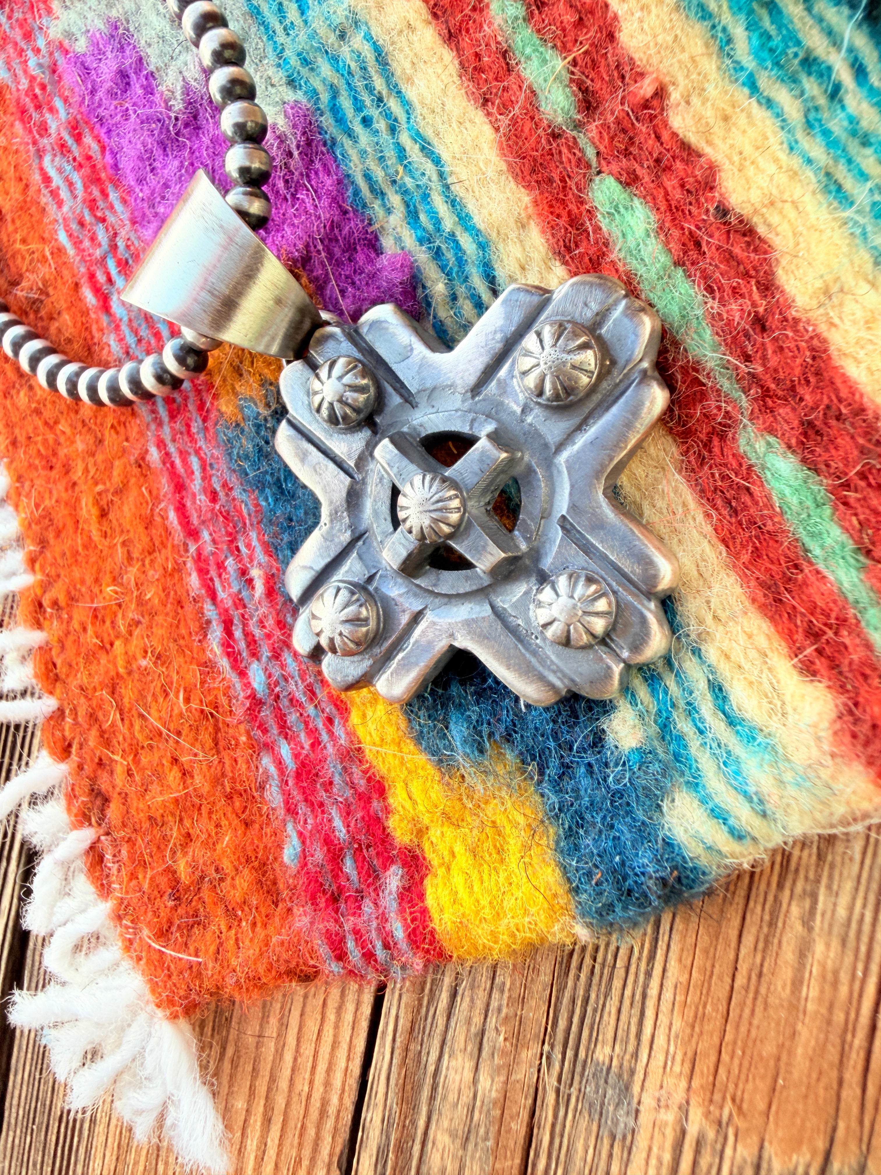 Handcrafted Sterling Silver Zia Cross Pendant by Chimney Butte