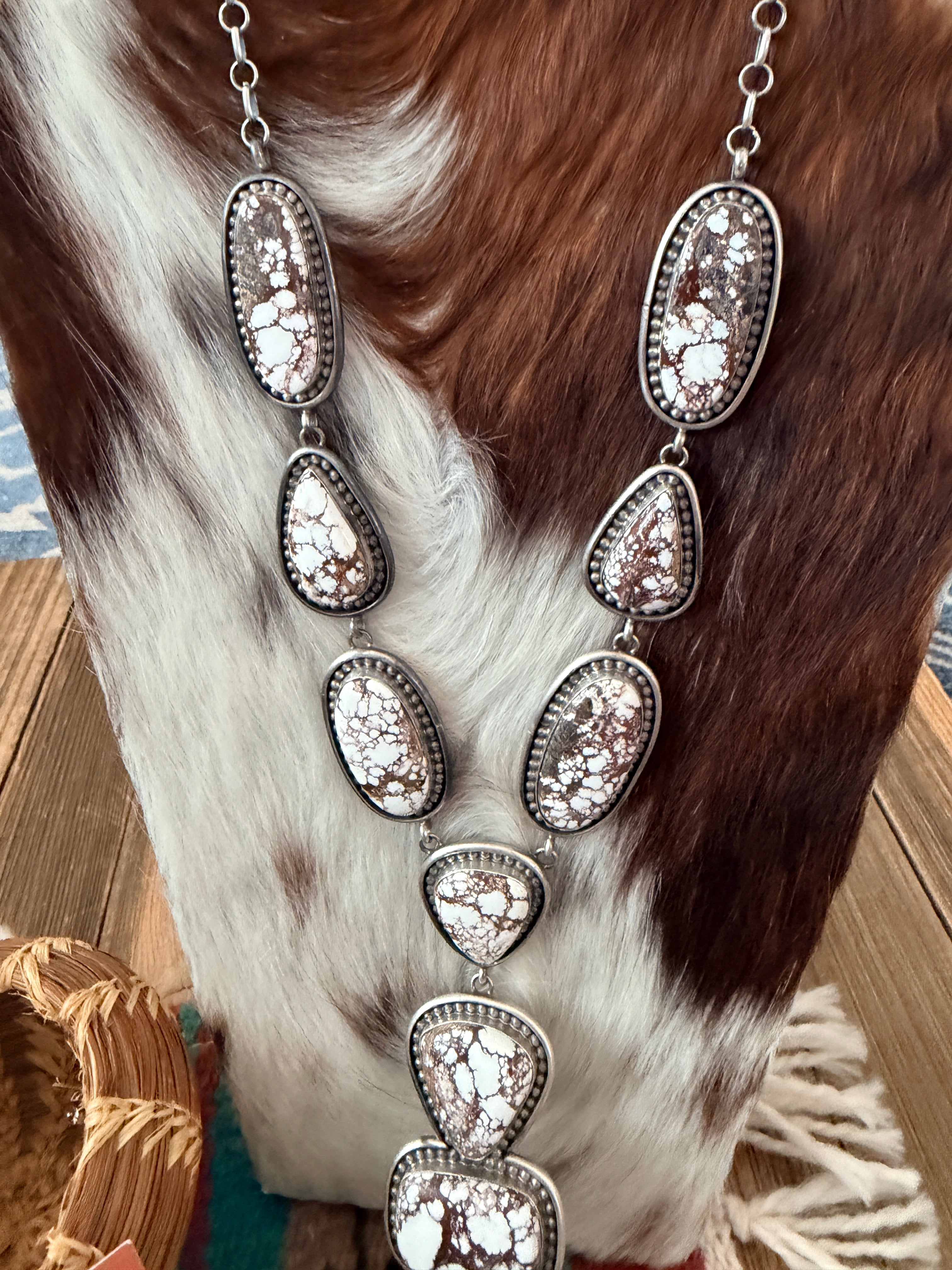 Handcrafted Wild Horse & Sterling Silver Necklace and Earring Set by Mary Ann Spencer