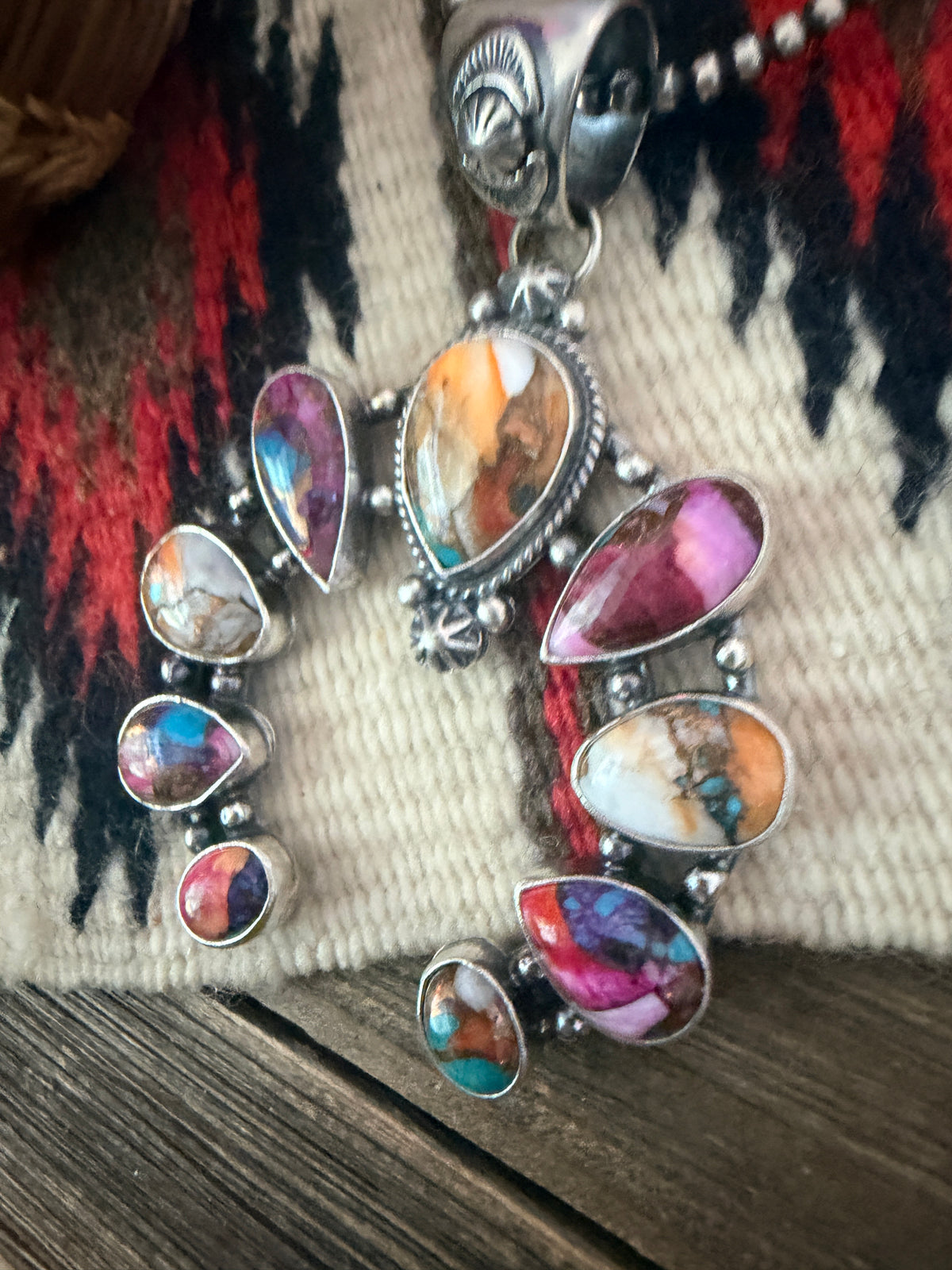 Handcrafted Sterling Silver & Multi Stone Naja Pendant by Joe Begay