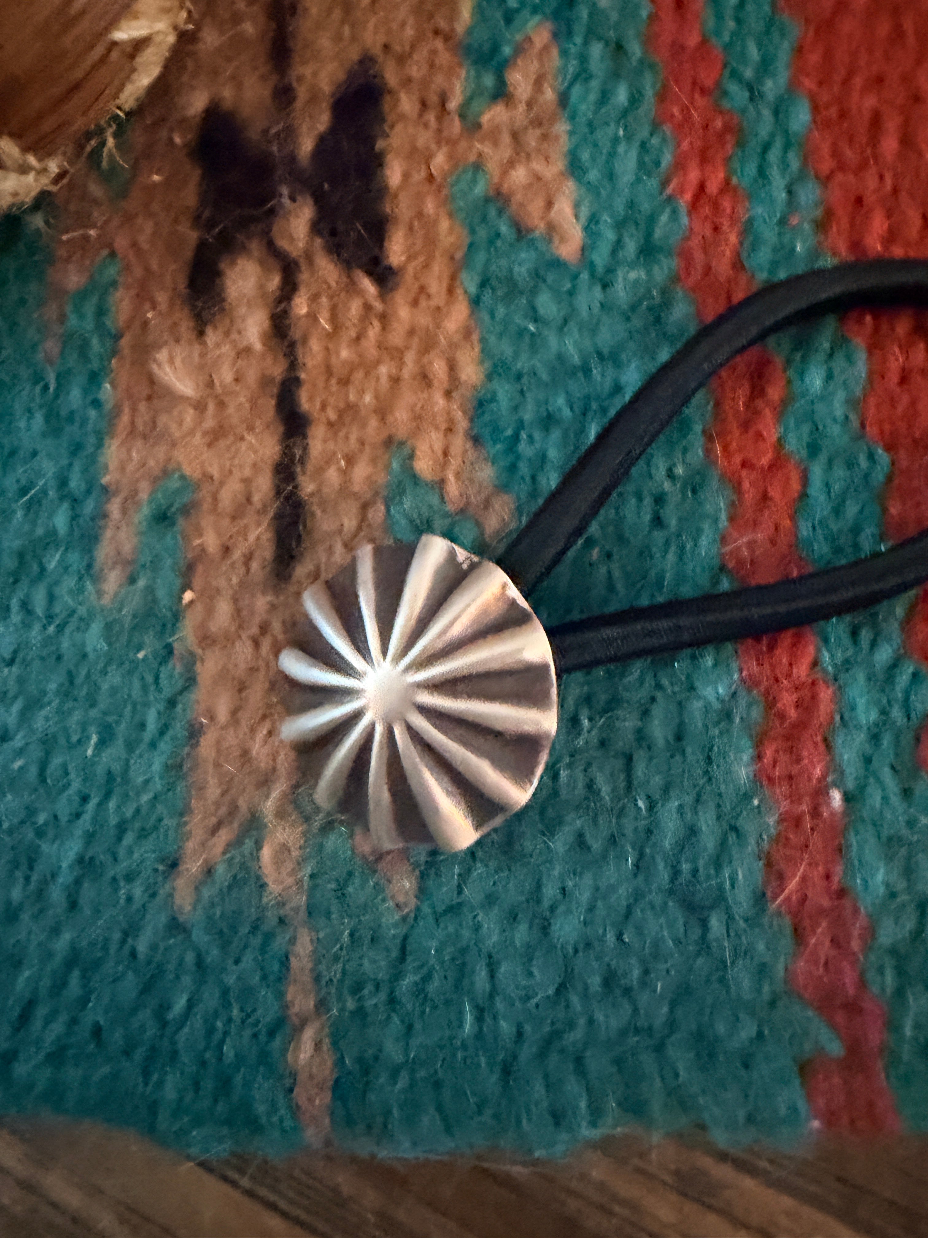 Handcrafted Sterling Silver Concho Hair Tie Charm